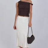 Falda satinada midi lisa