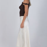 Falda satinada midi lisa