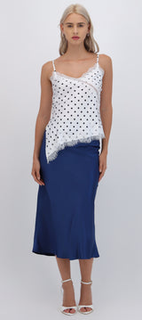 Falda satinada midi lisa