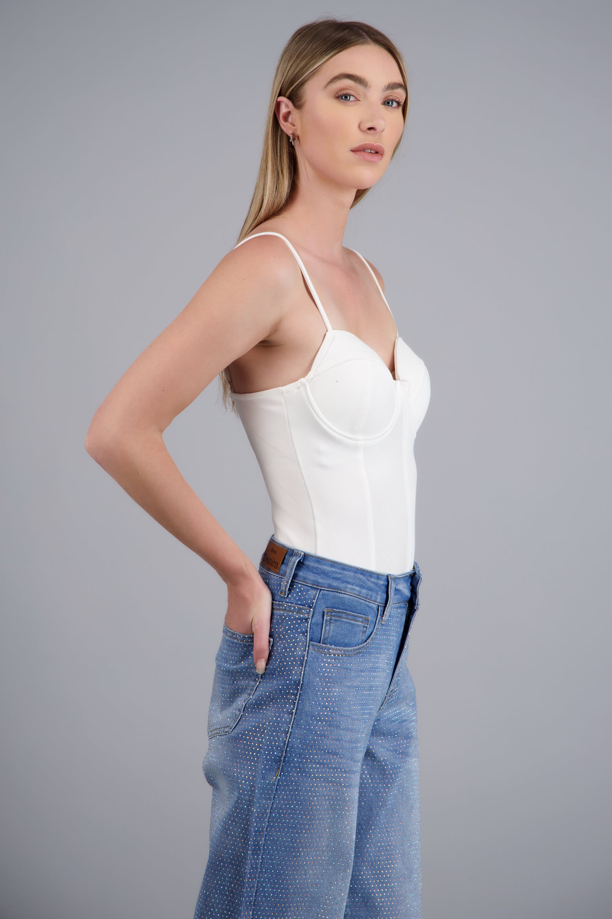 Body detalle costuras copas BLANCO