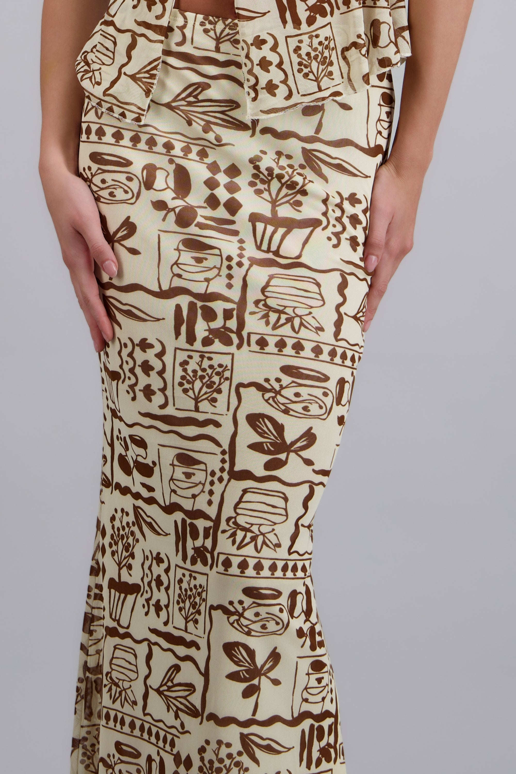 FALDA MAXI LINO ESTAMPADO