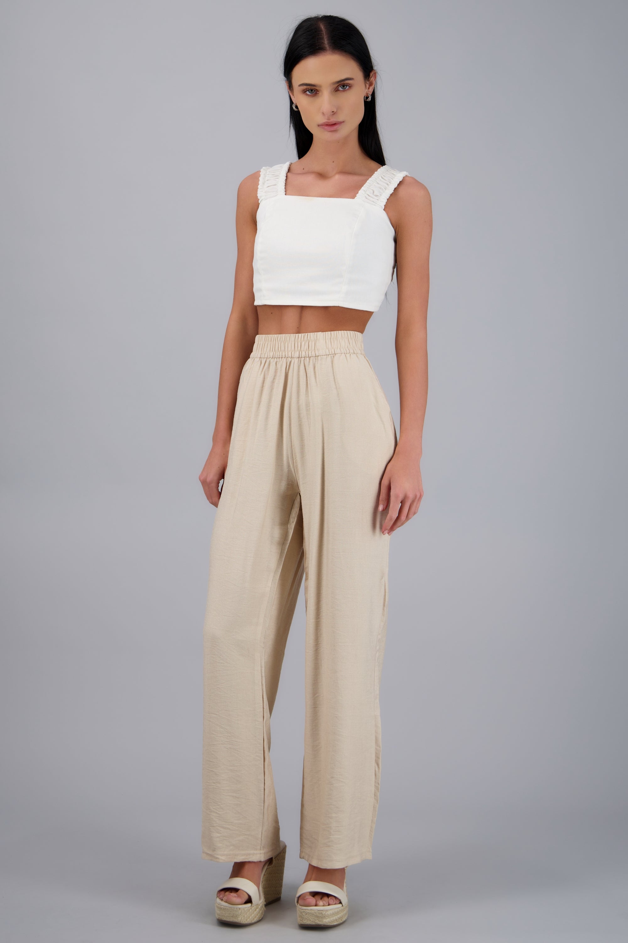 Pantalon textura con bolsas KHAKI COMBO