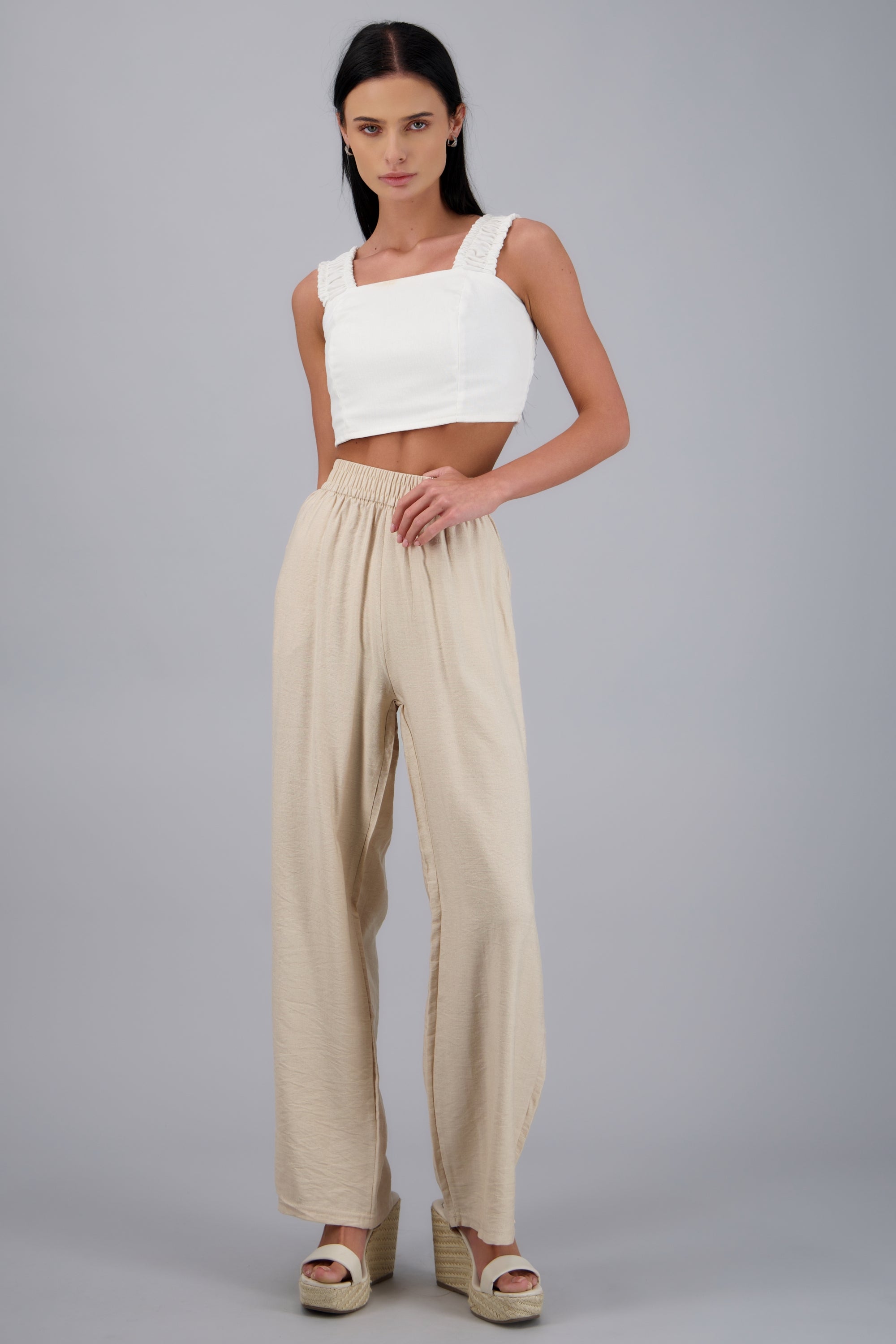 Pantalon textura con bolsas KHAKI COMBO