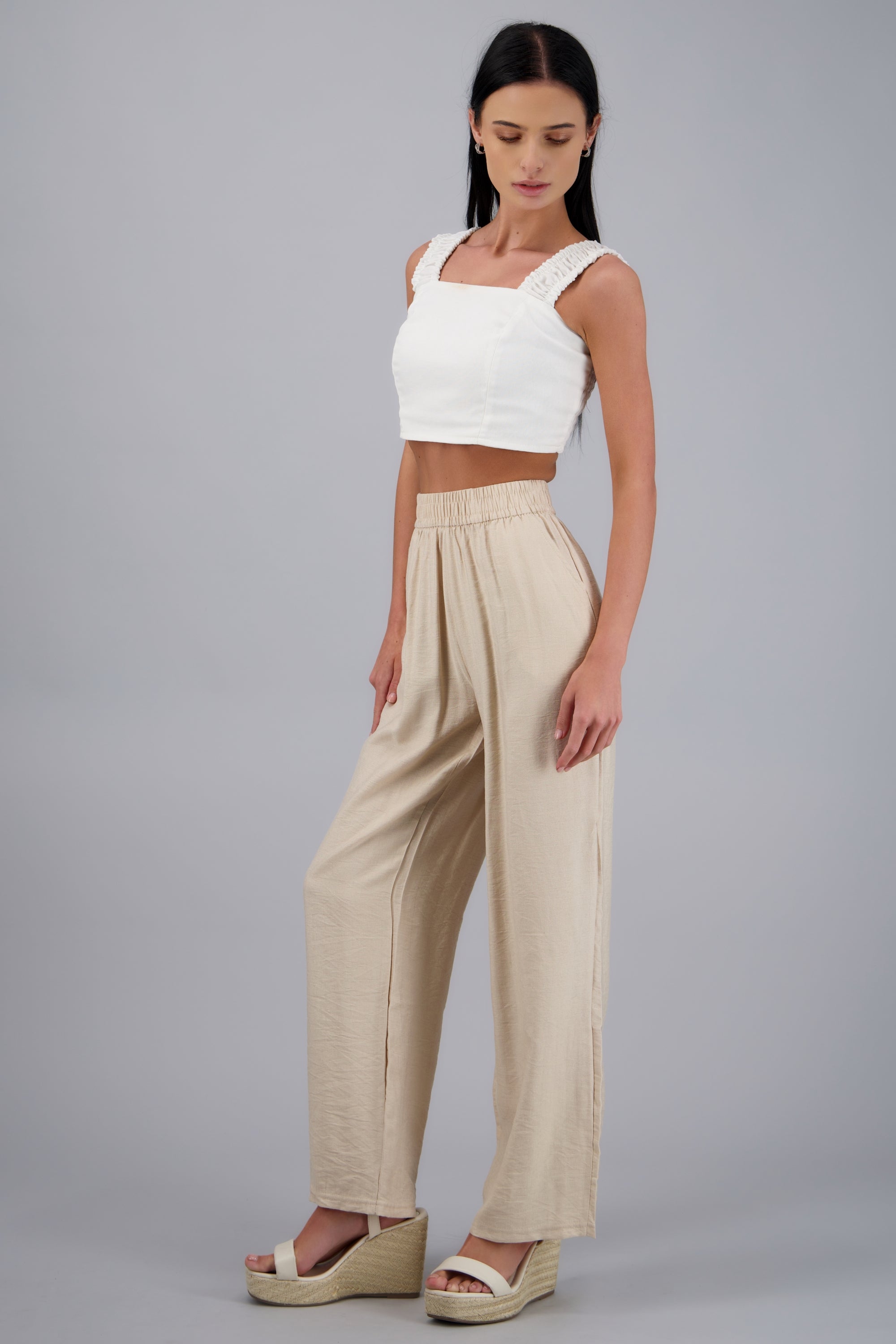 Pantalon textura con bolsas KHAKI COMBO