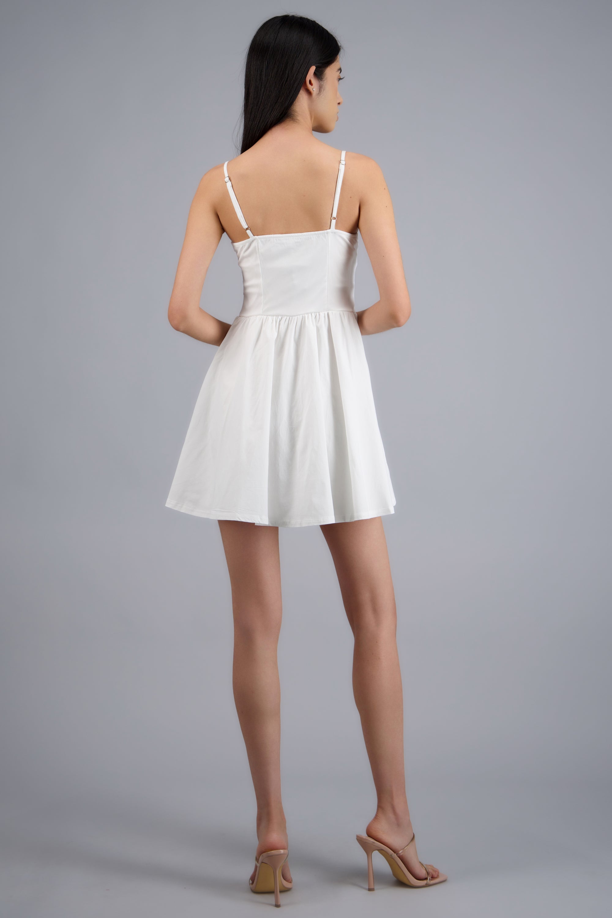 vestido corto escote recto BLANCO
