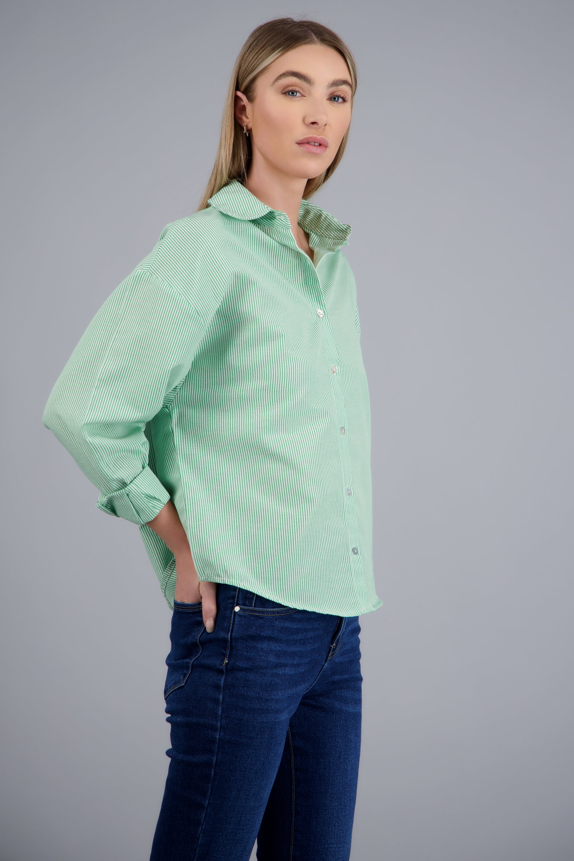 Camisa manga larga oversize VERDE COMBO