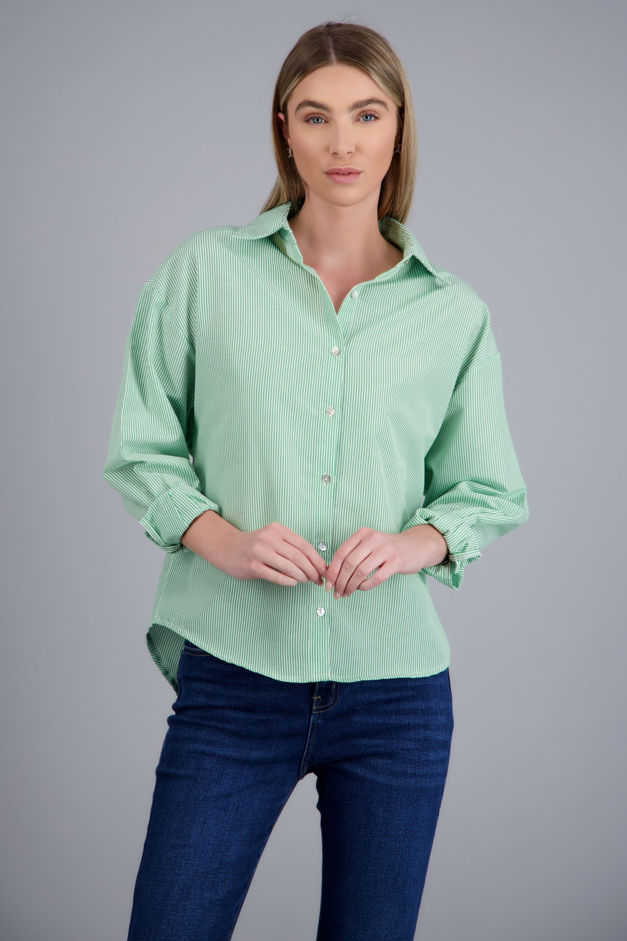 Camisa manga larga oversize VERDE COMBO