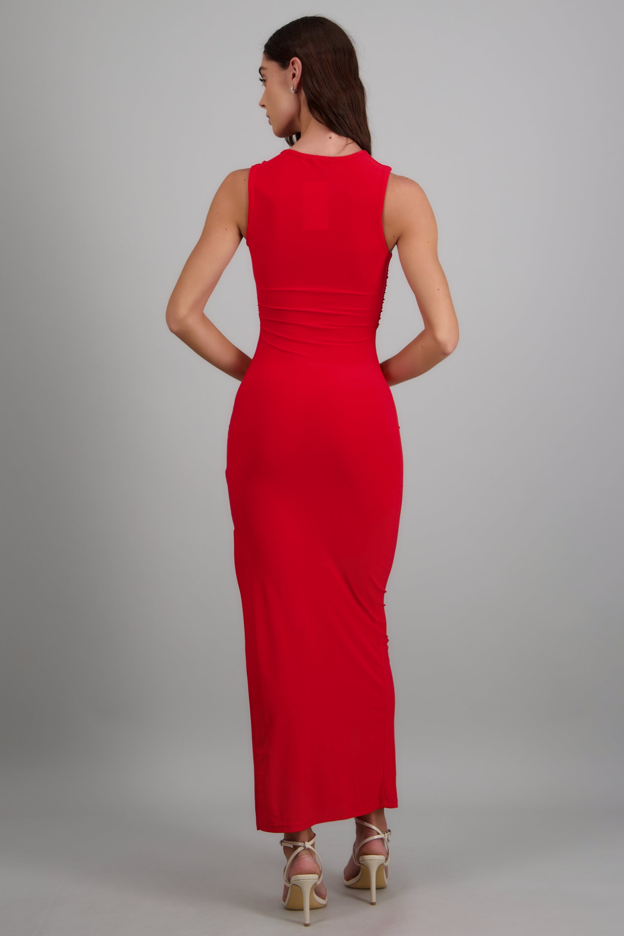 Vestido maxi detalle herraje hombro ROJO