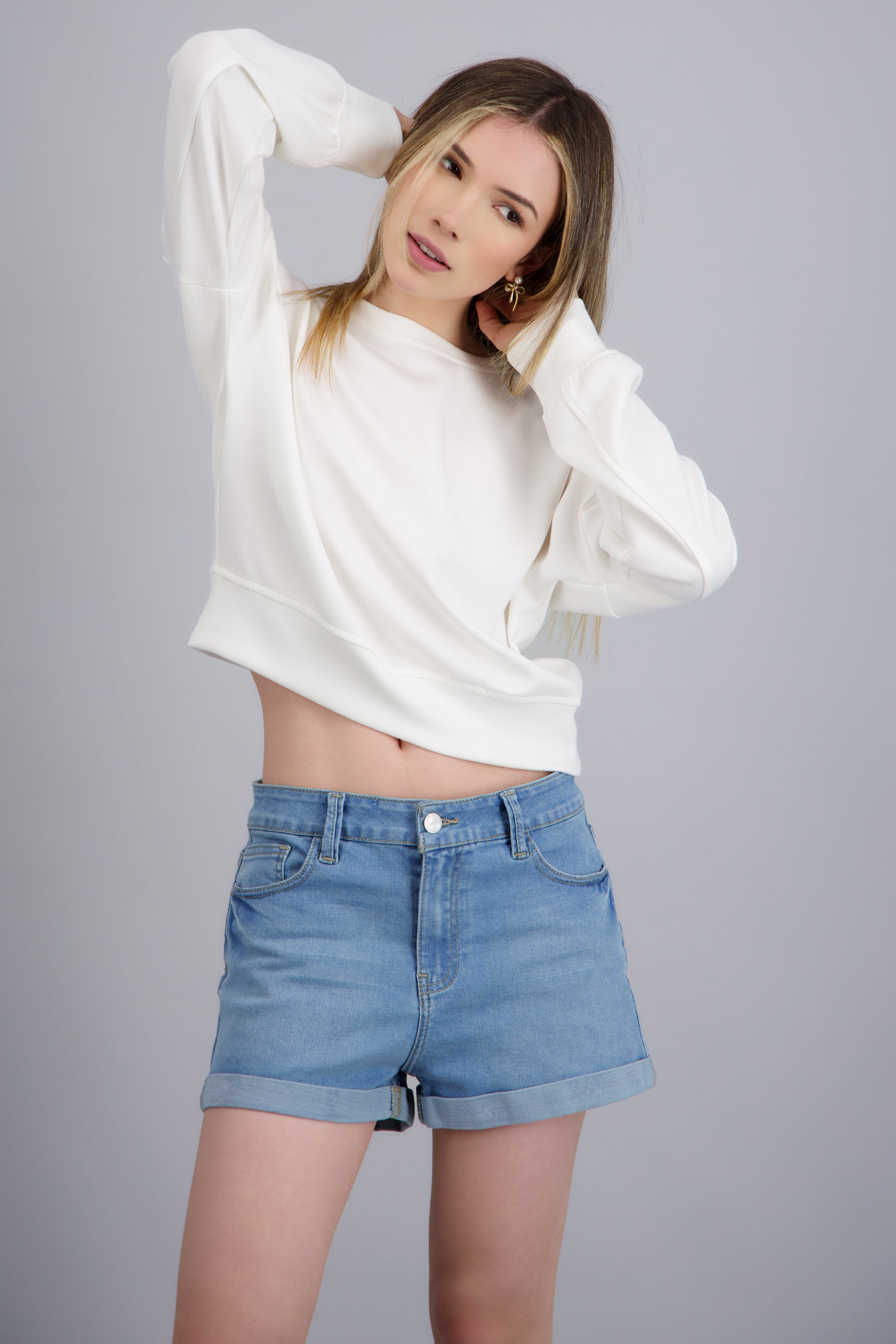 Sudadera suave detalle mangas BLANCO