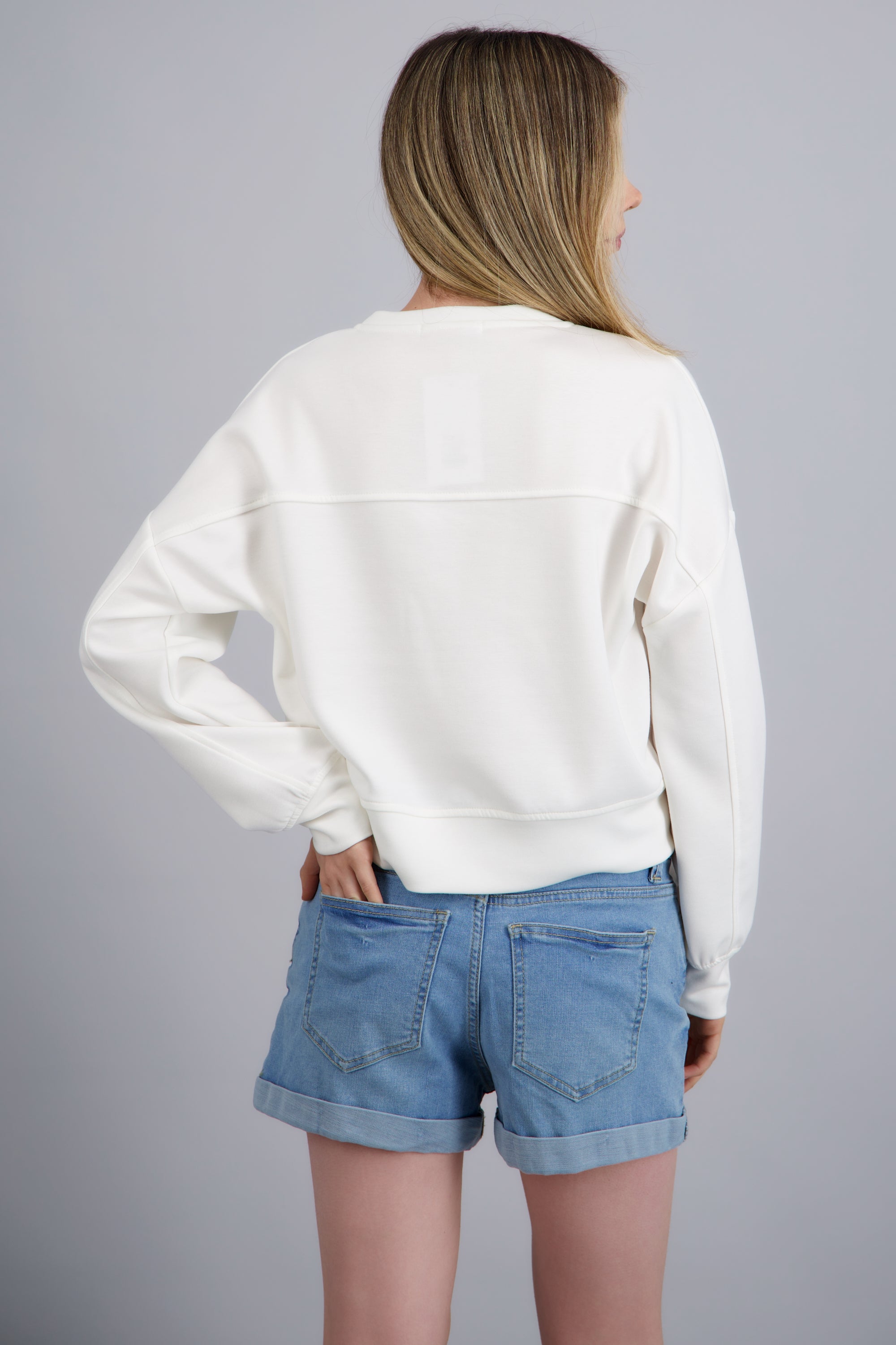 Sudadera suave detalle mangas BLANCO