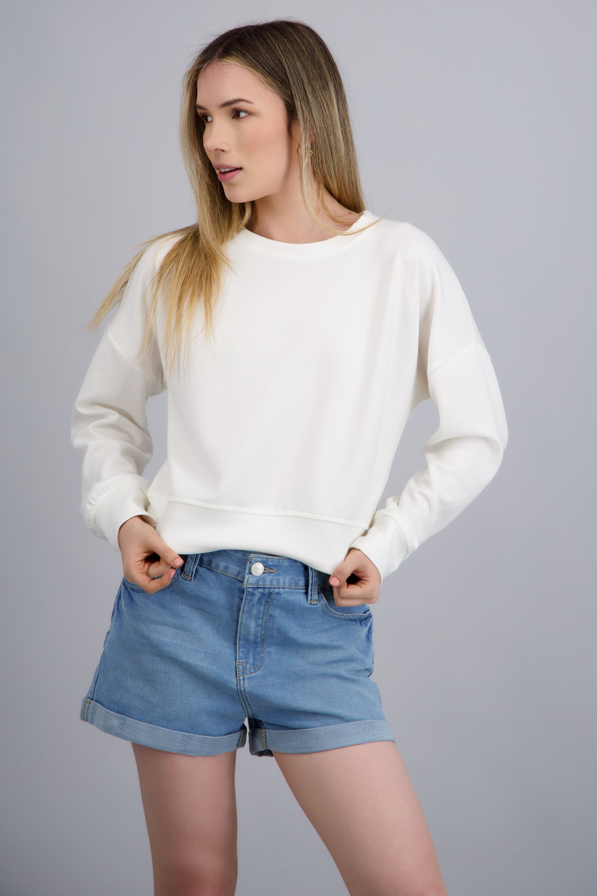 Sudadera suave detalle mangas BLANCO