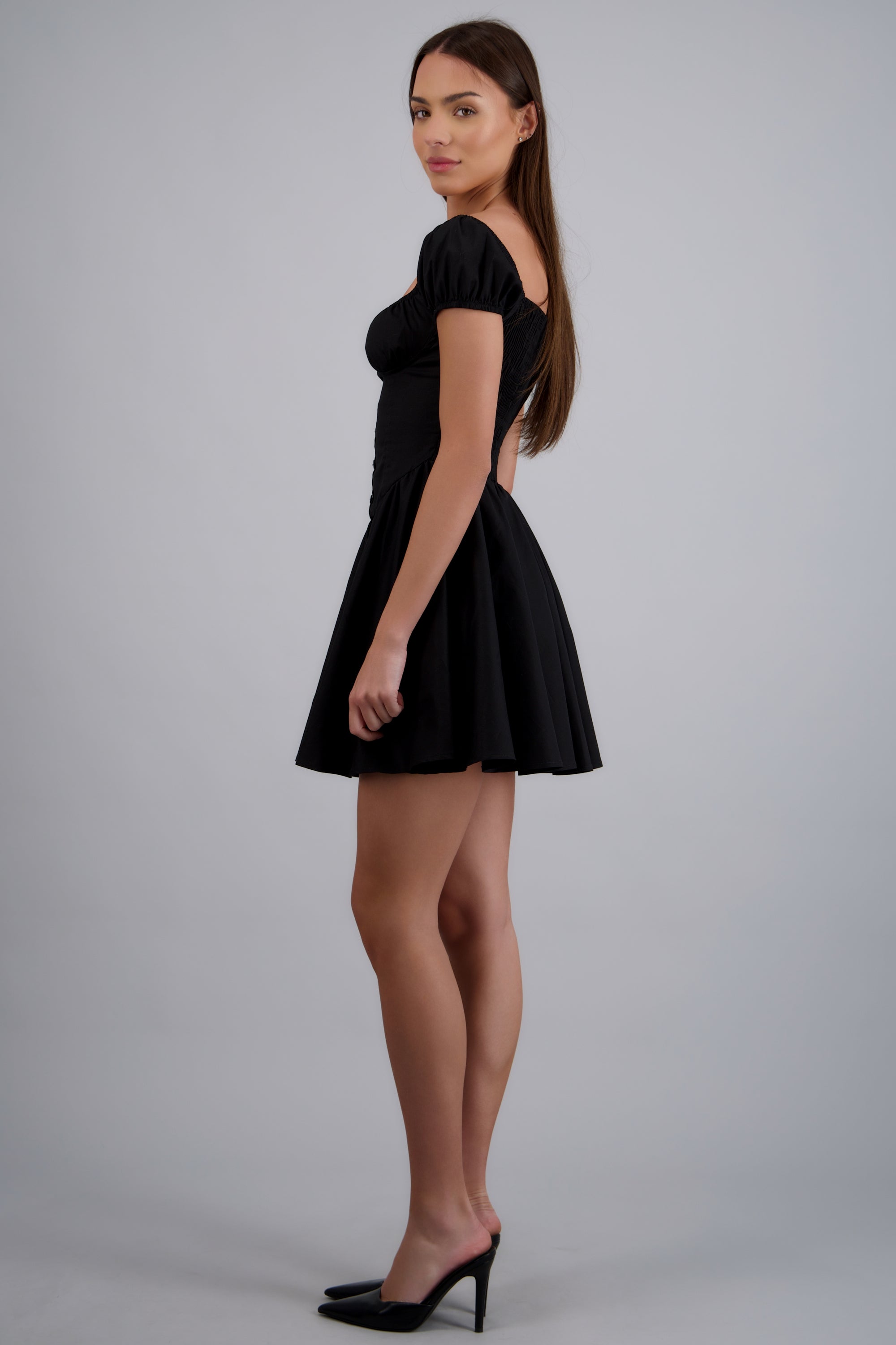 Vestido mini detalle botones NEGRO