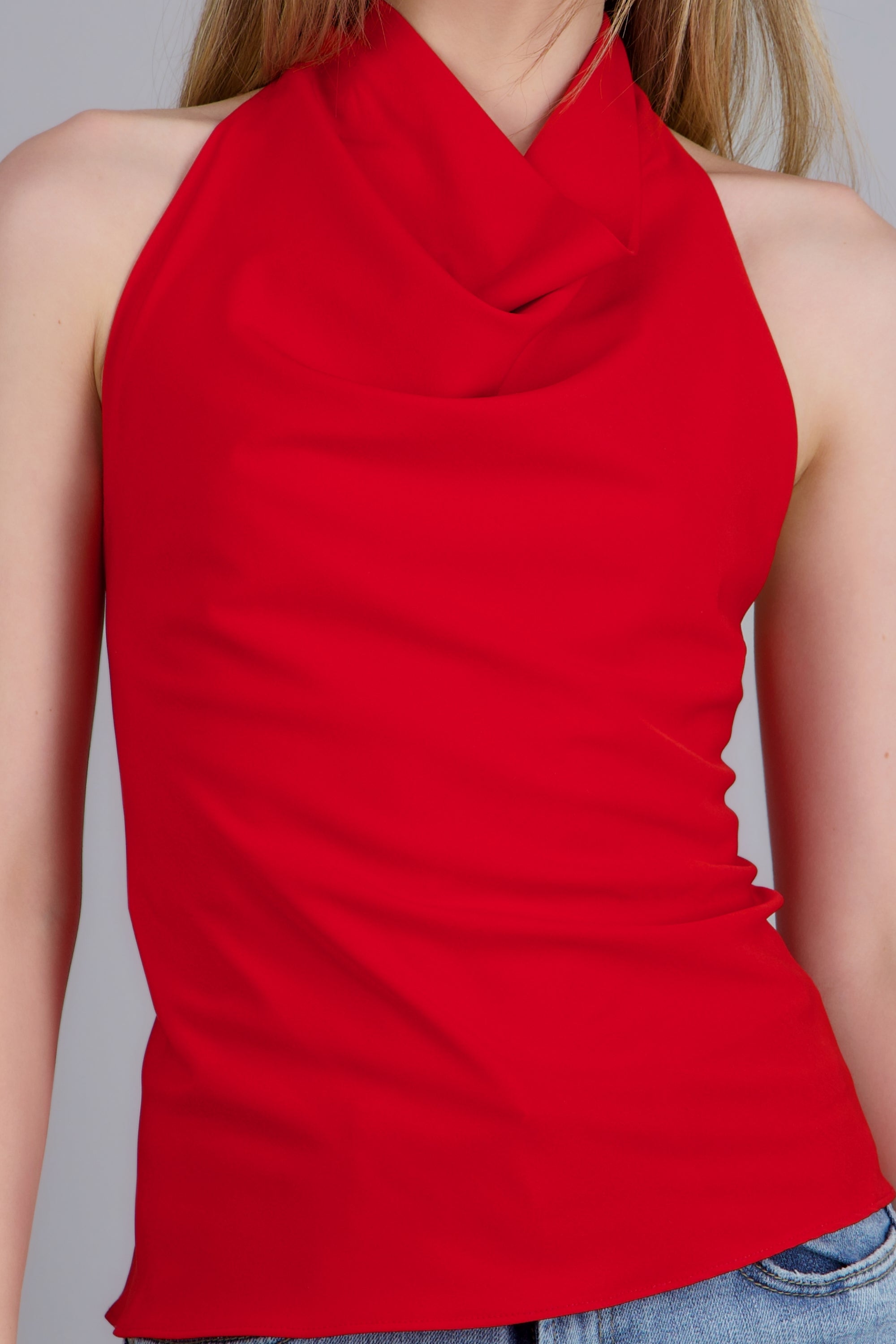Blusa cuello cascada satinada ROJO