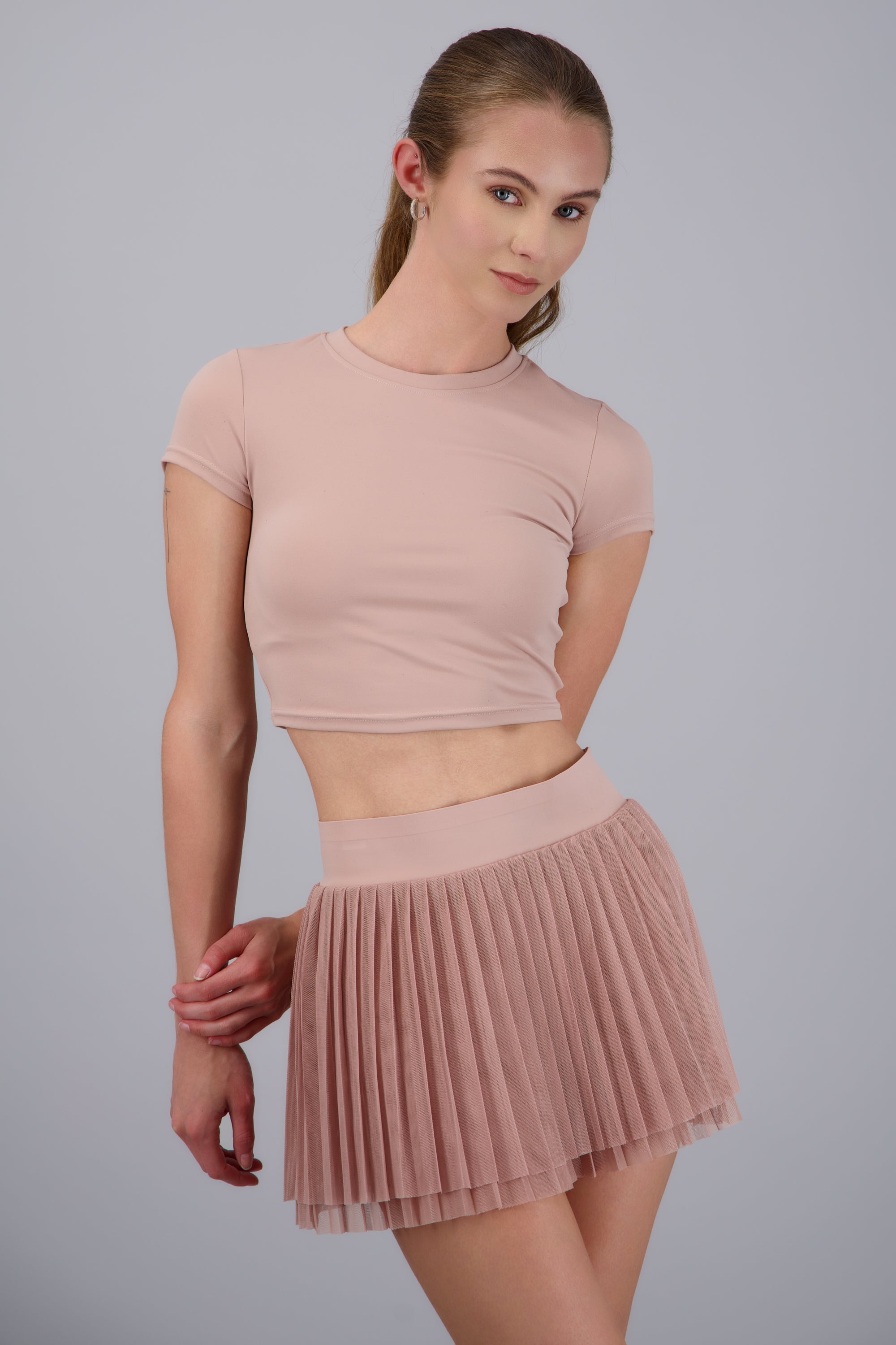 Playera manga corta tacto suave ROSA PASTEL