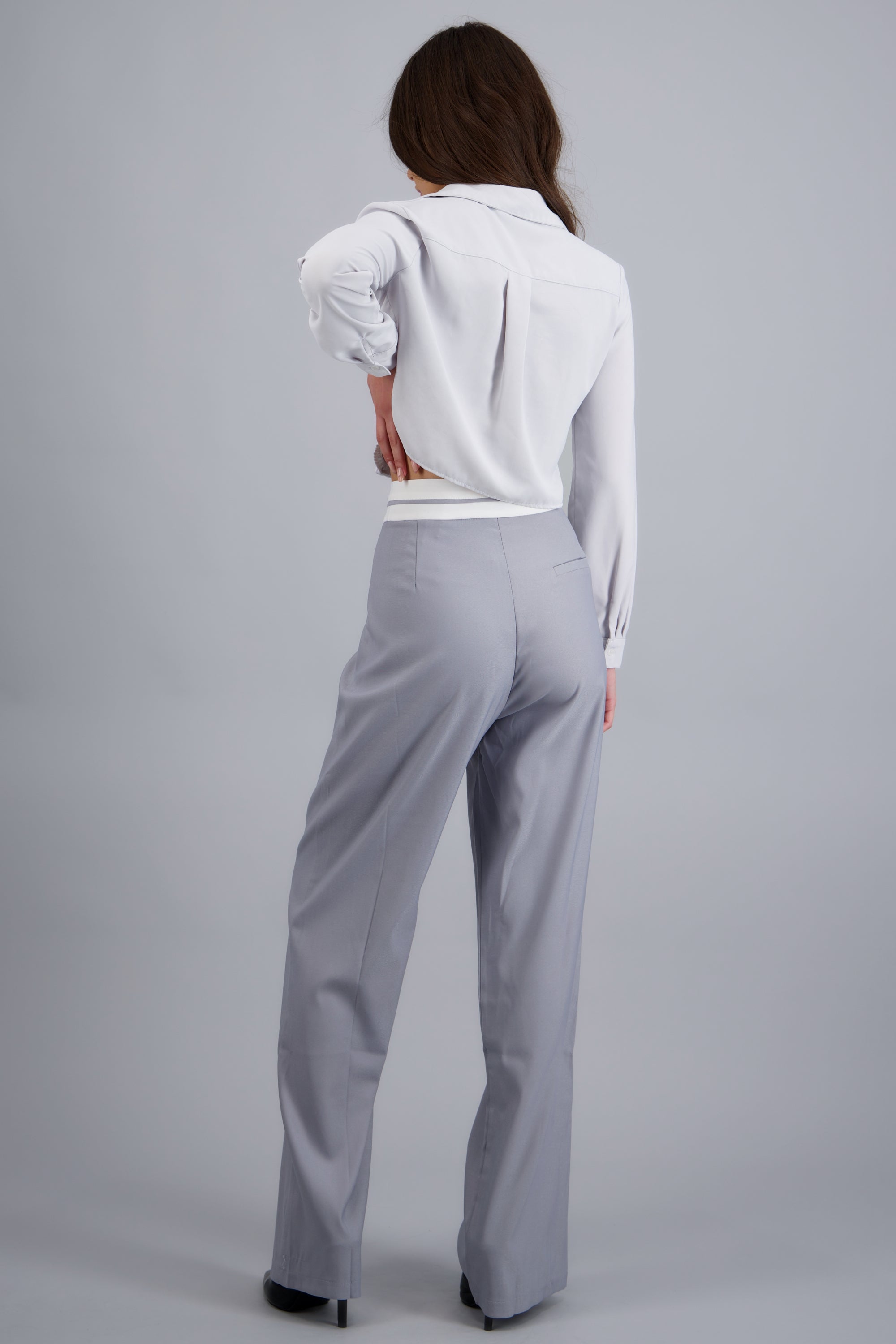 Pantalon pretina contraste GRIS COMBO