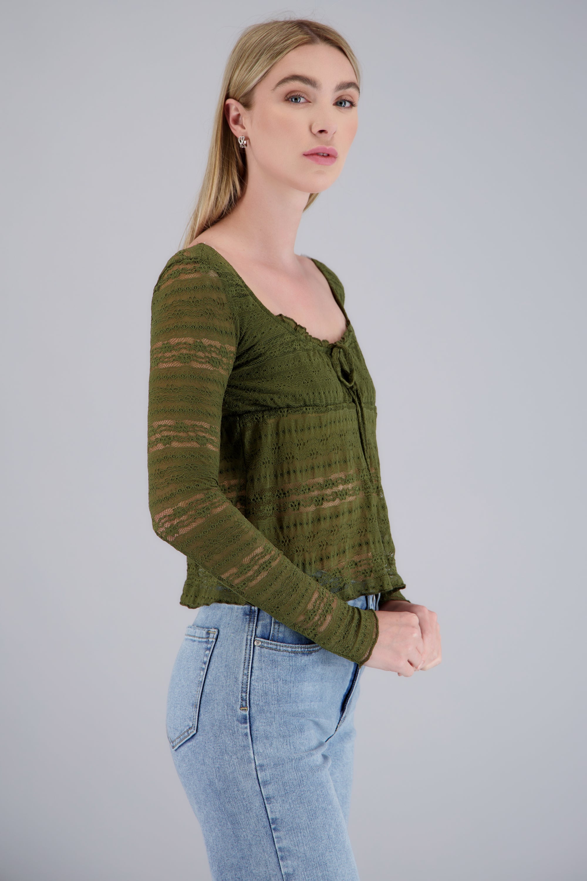 Blusa manga larga encaje OLIVO