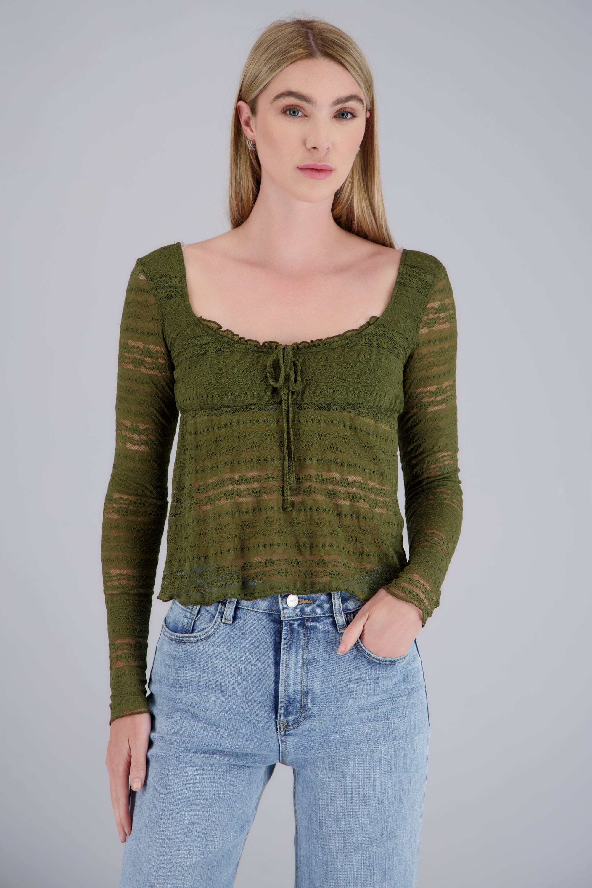 Blusa manga larga encaje OLIVO