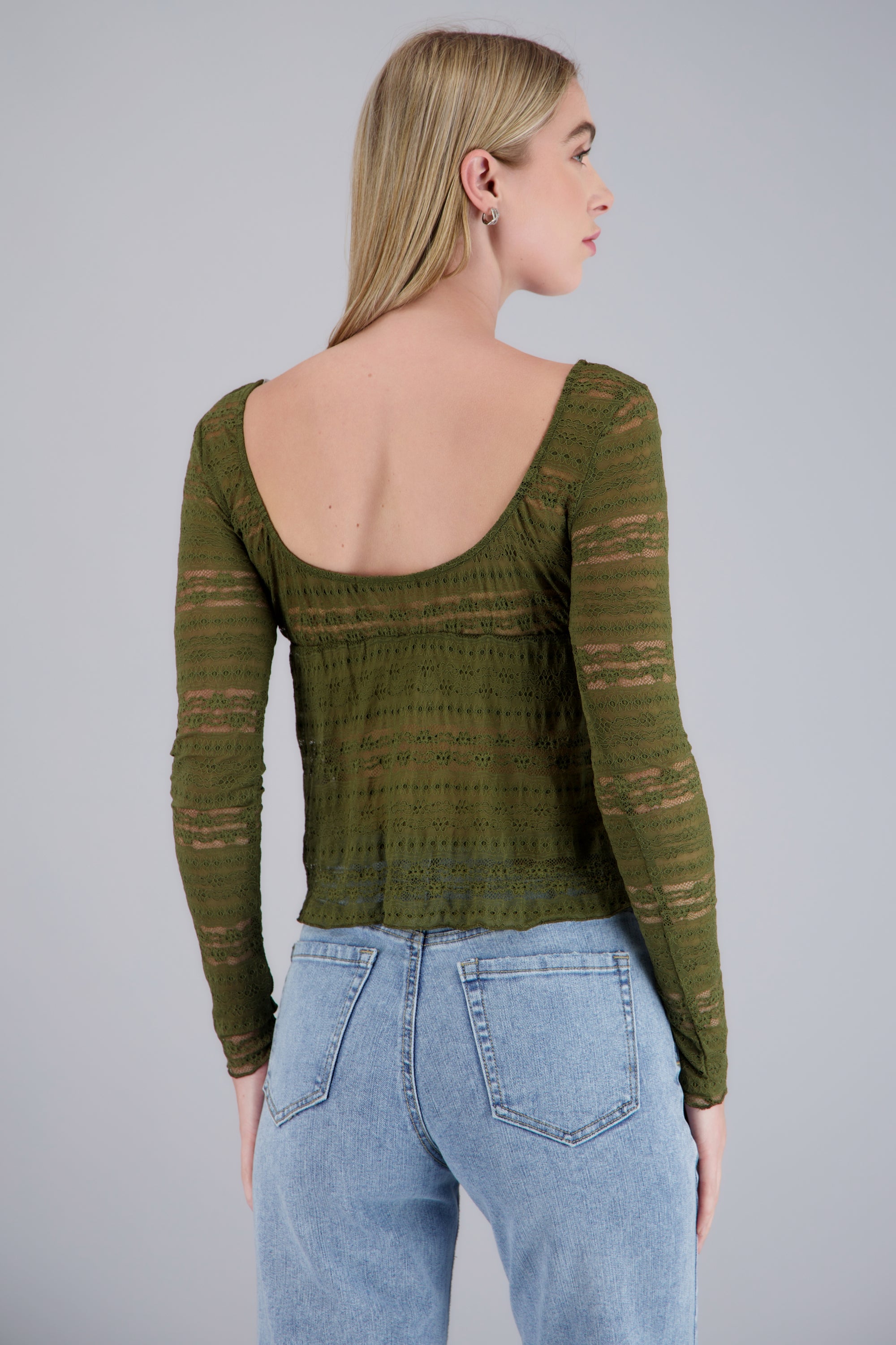 Blusa manga larga encaje OLIVO
