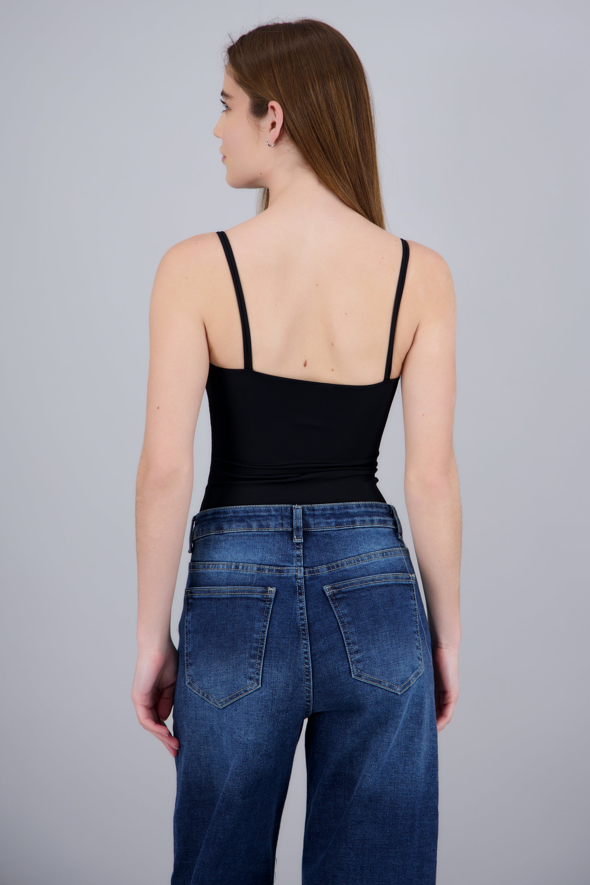 bodysuit escote recto detalle metálico NEGRO