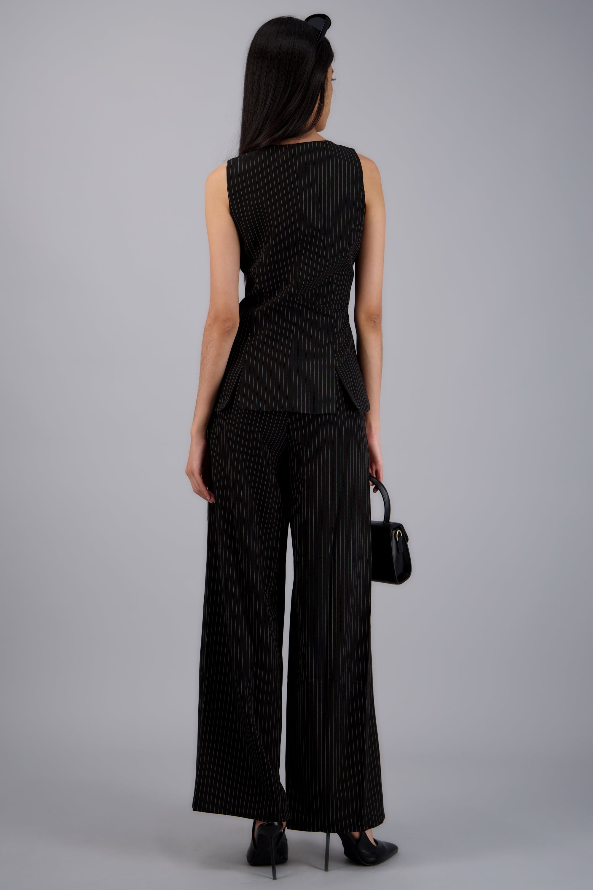 Pantalon estampado rayas contraste NEGRO COMBO