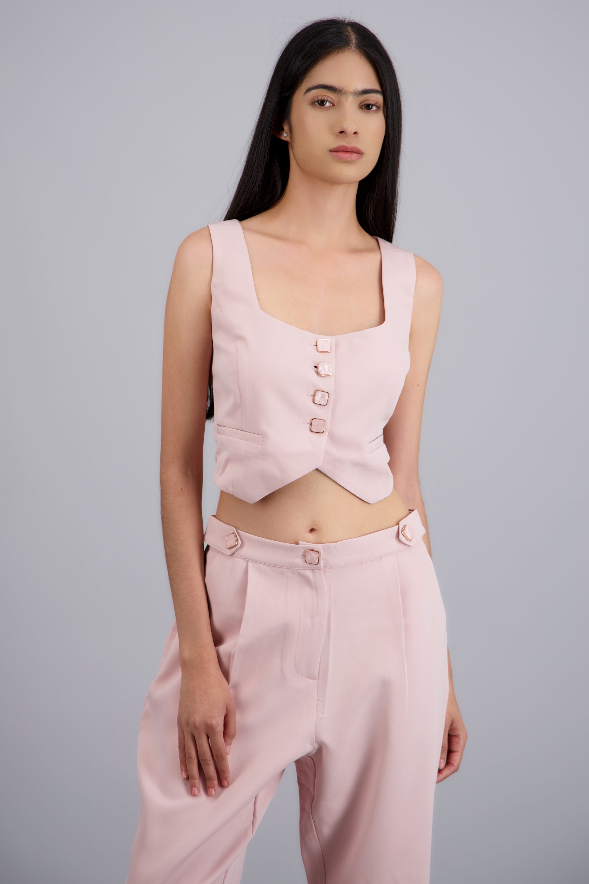 Chaleco corto liso ROSA PASTEL