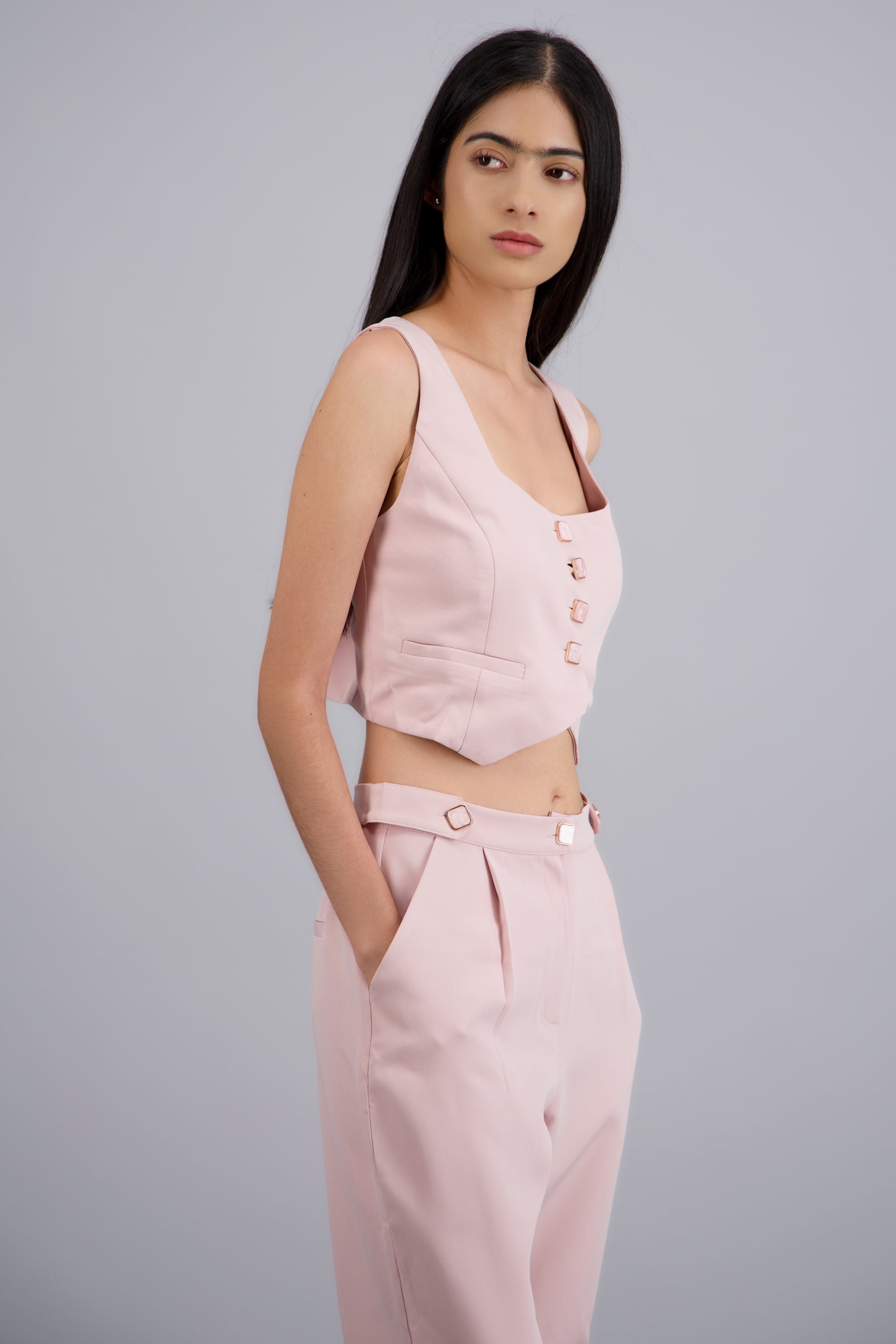 Chaleco corto liso ROSA PASTEL