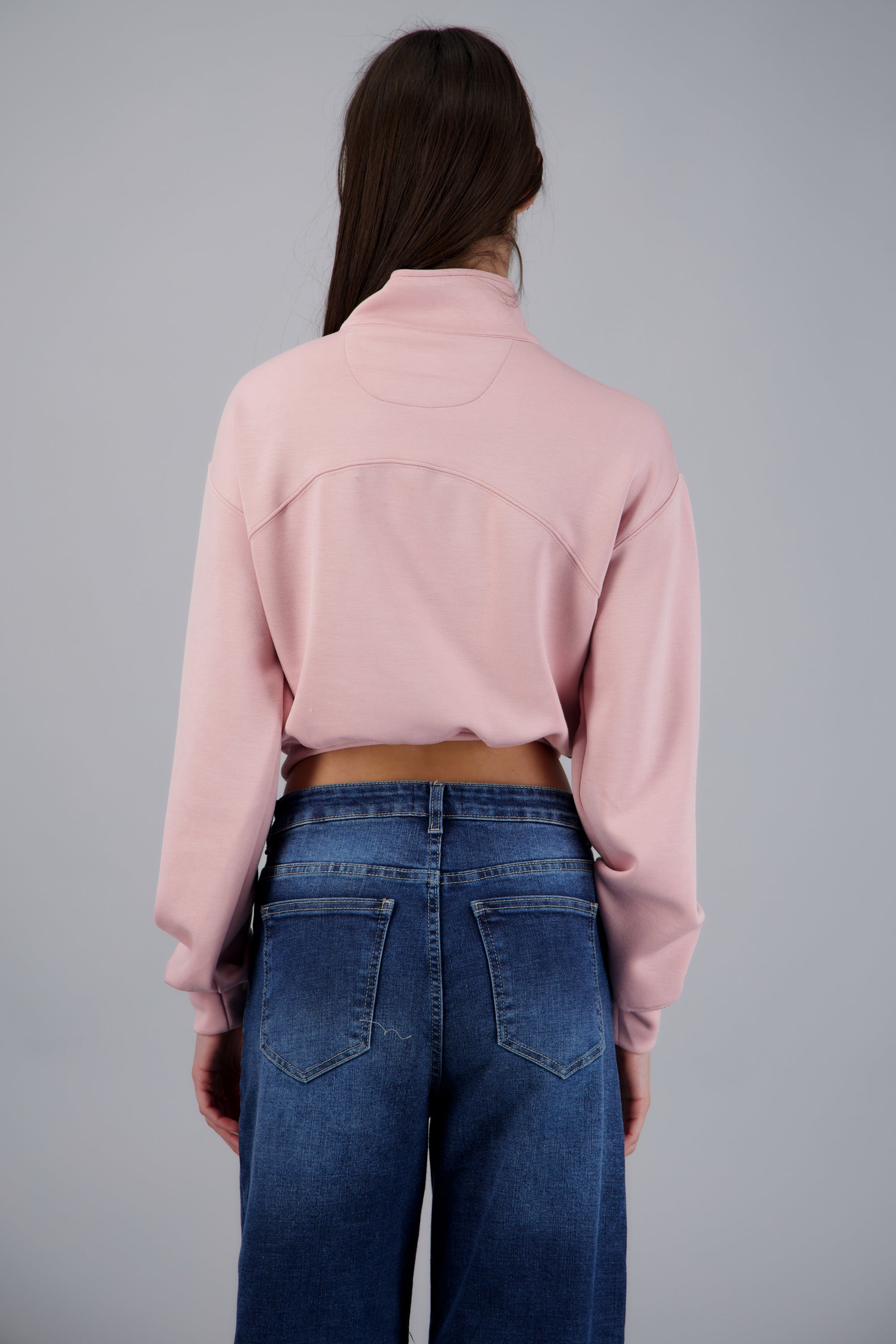 Sudadera cuello alto medio zipper ROSA