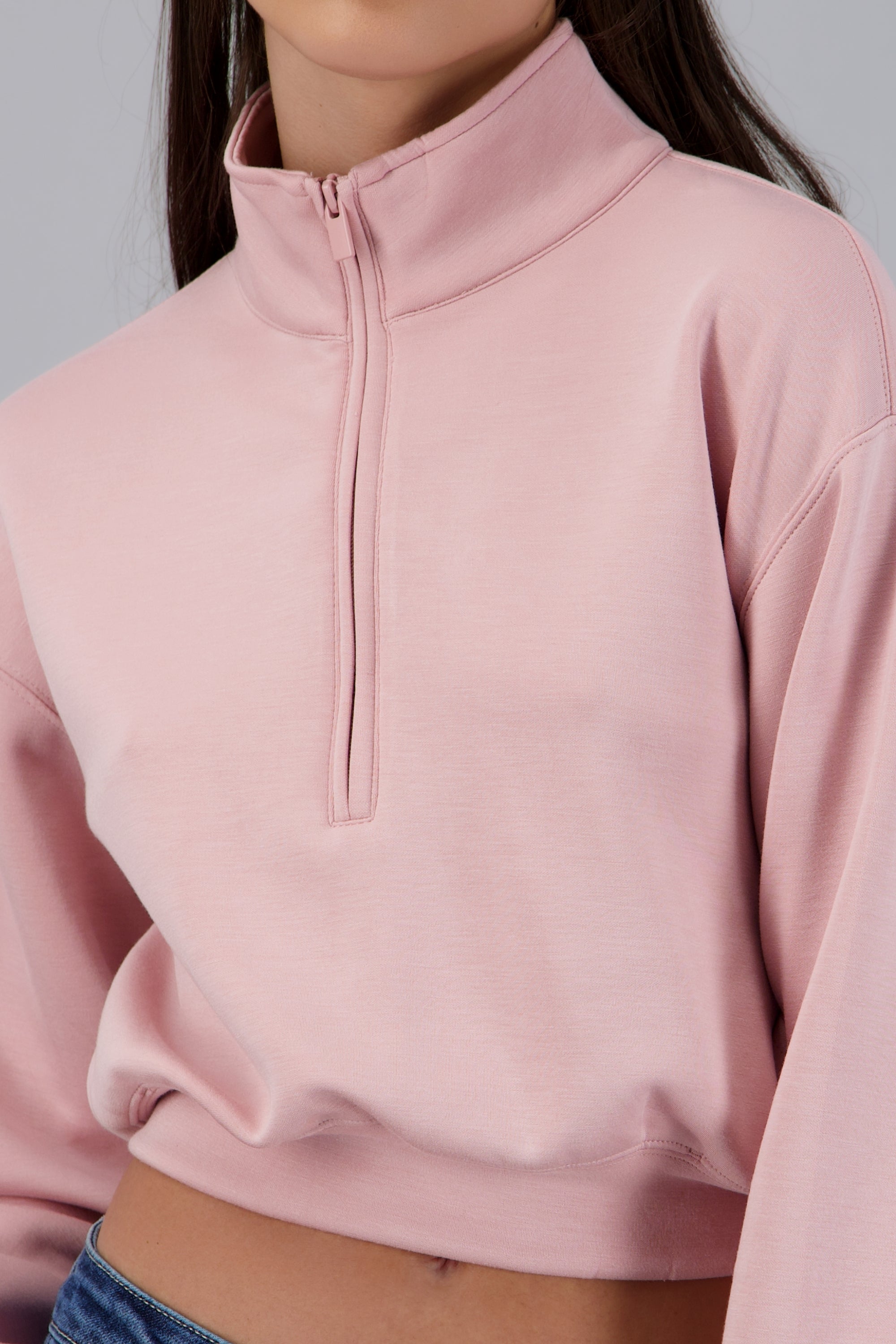 Sudadera cuello alto medio zipper ROSA