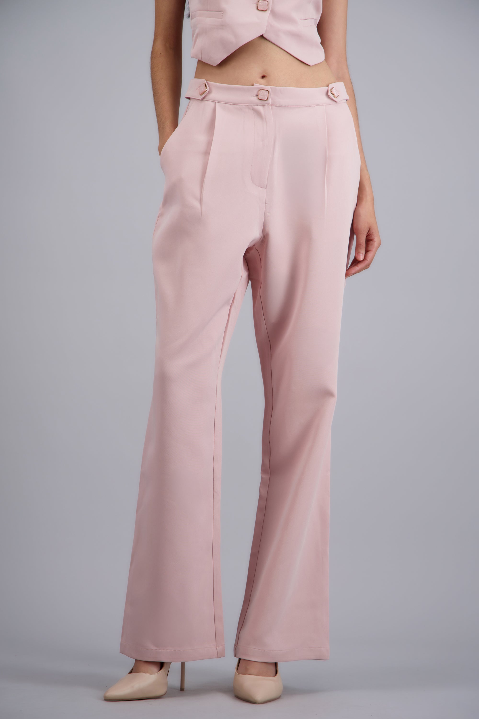 Pantalon  liso detalle pretina ROSA PASTEL