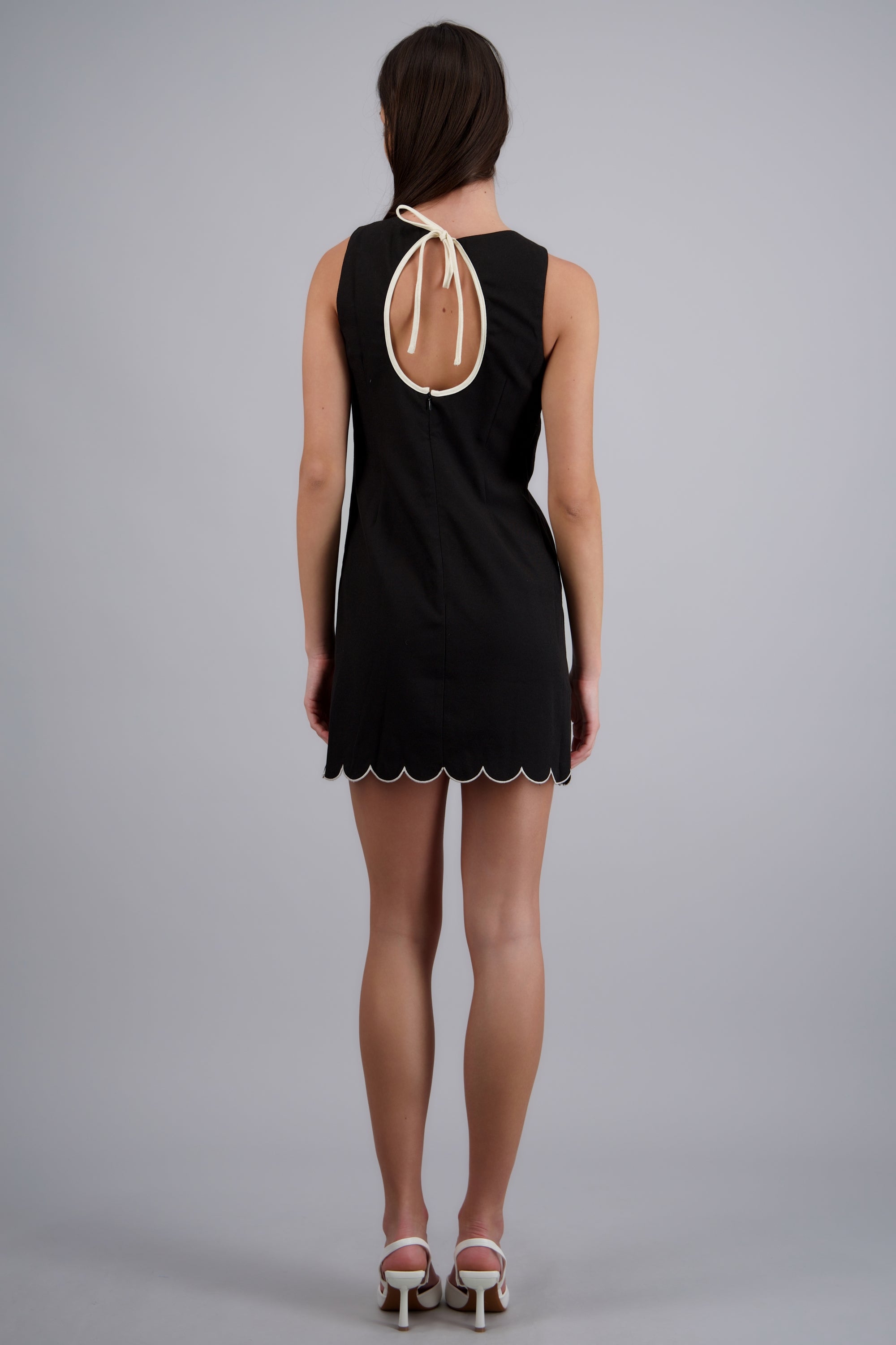Vestido contraste espalda NEGRO BLANCO