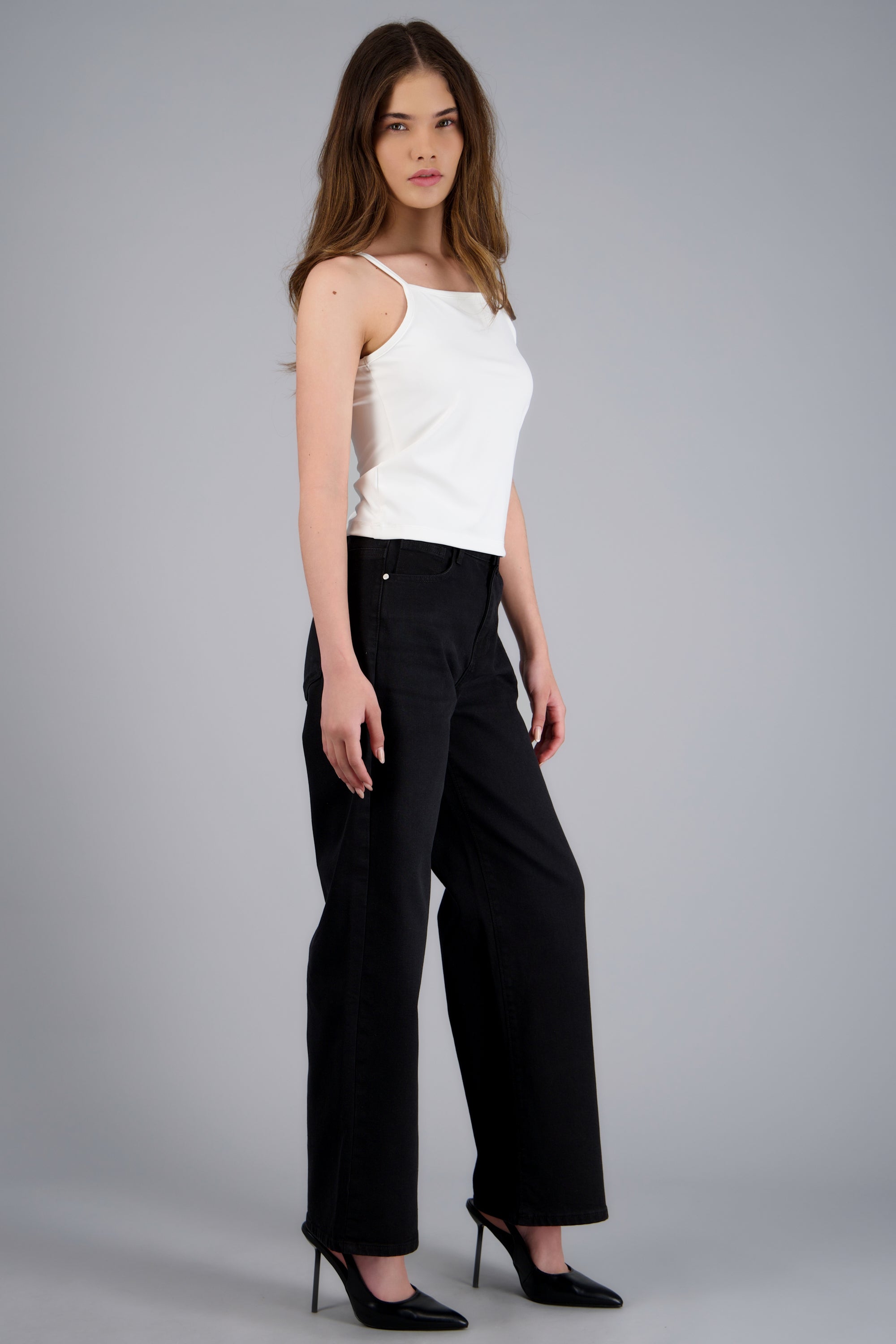 Jeans cropped flare NEGRO