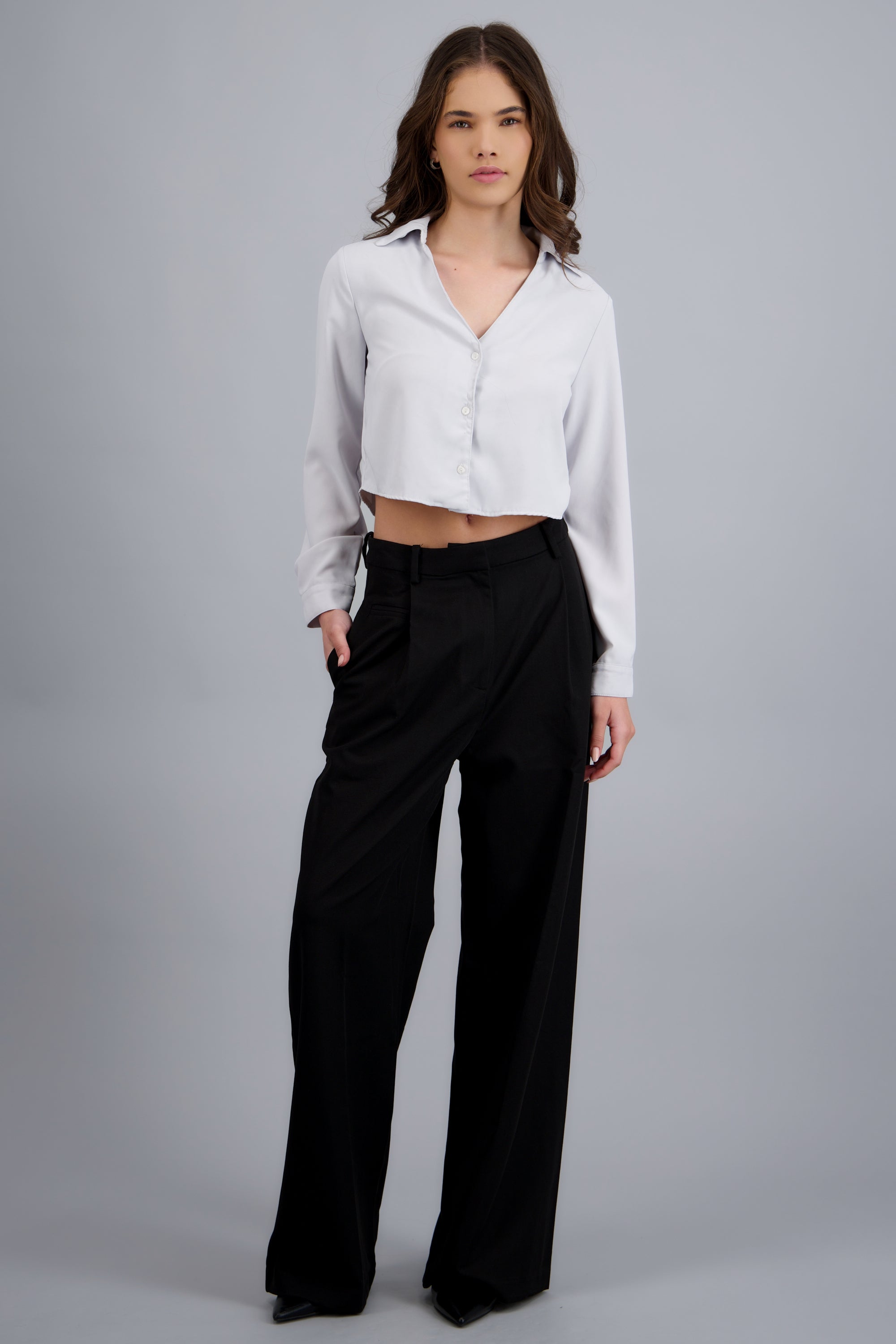 Pantalon liso pinzas NEGRO