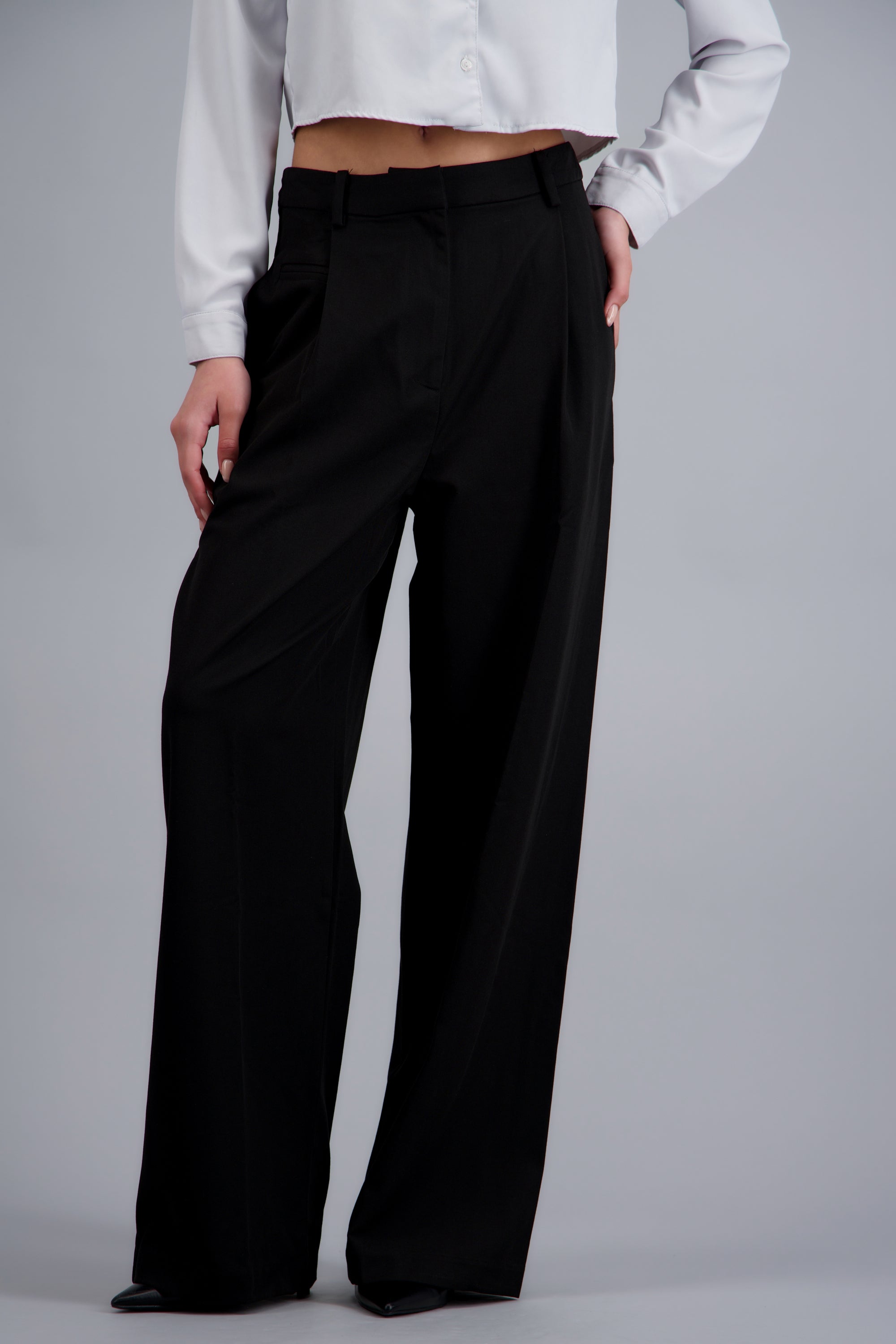 Pantalon liso pinzas NEGRO