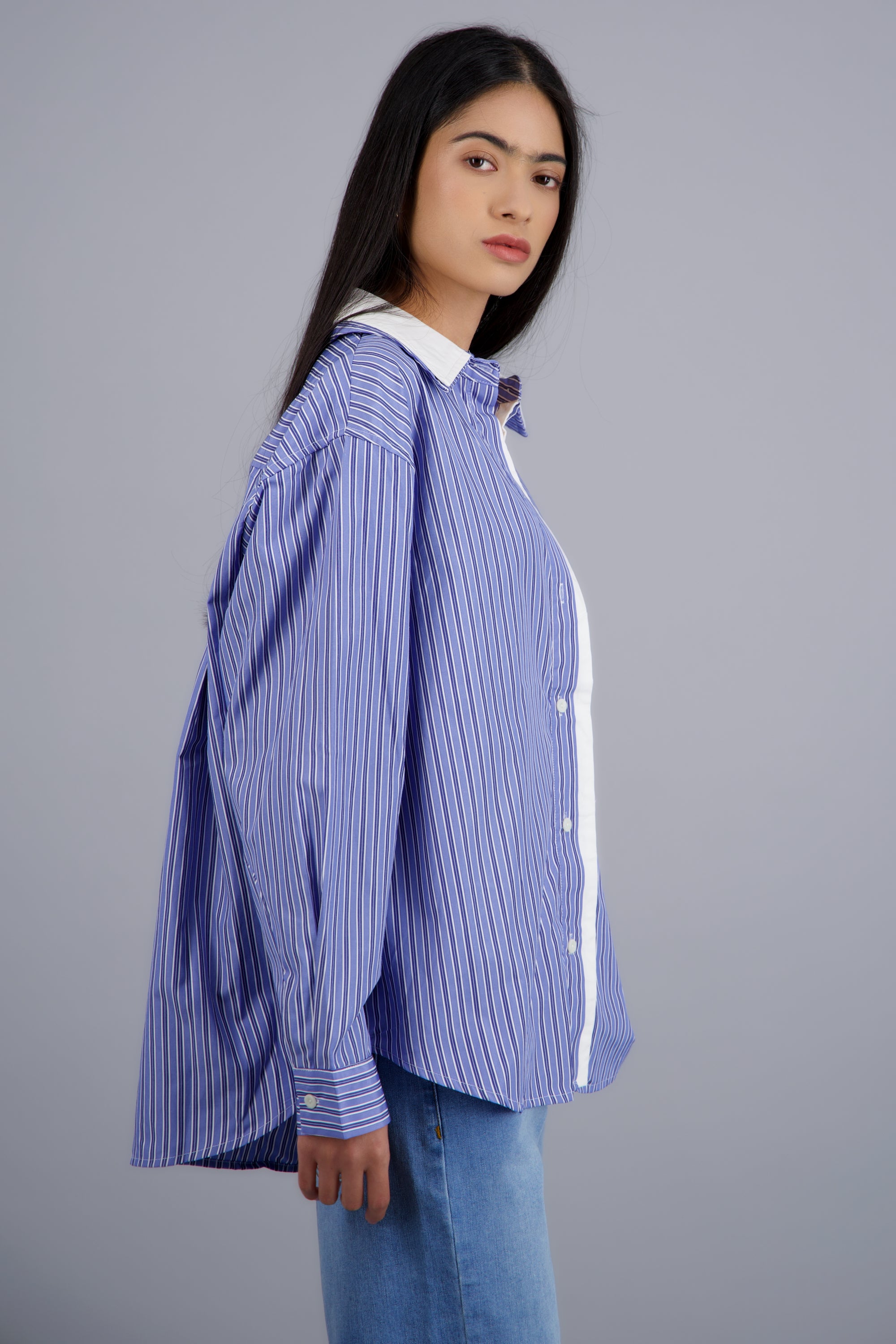 Camisa oversize contraste AZUL
