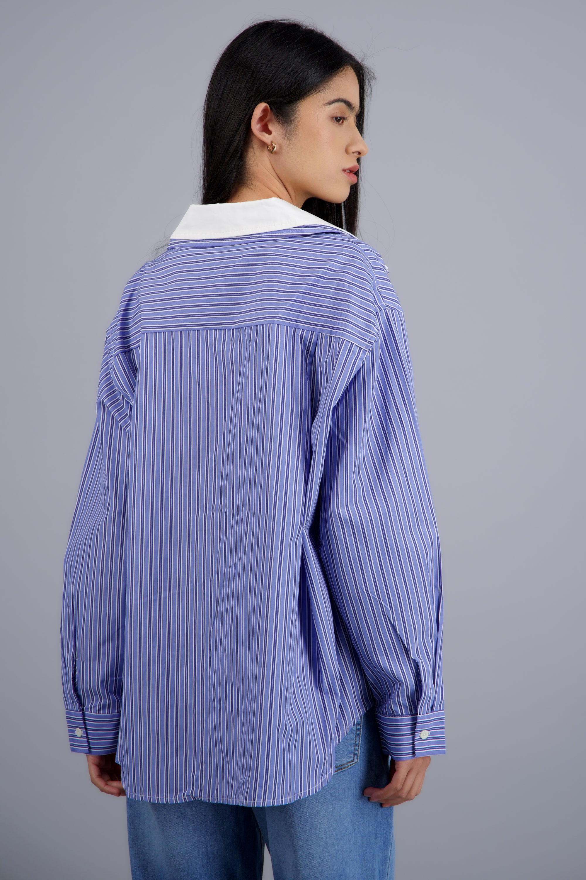 Camisa oversize contraste AZUL