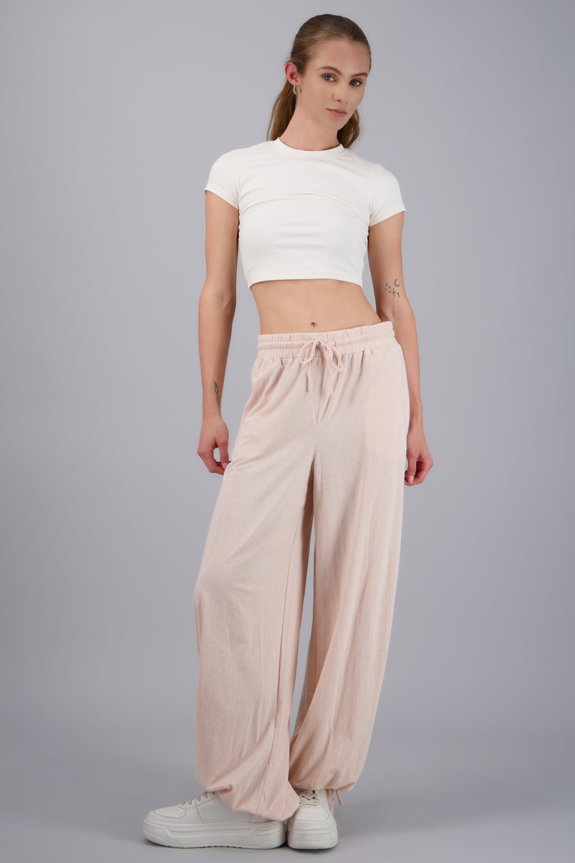 Pants ligero de pierna recta ROSA PASTEL