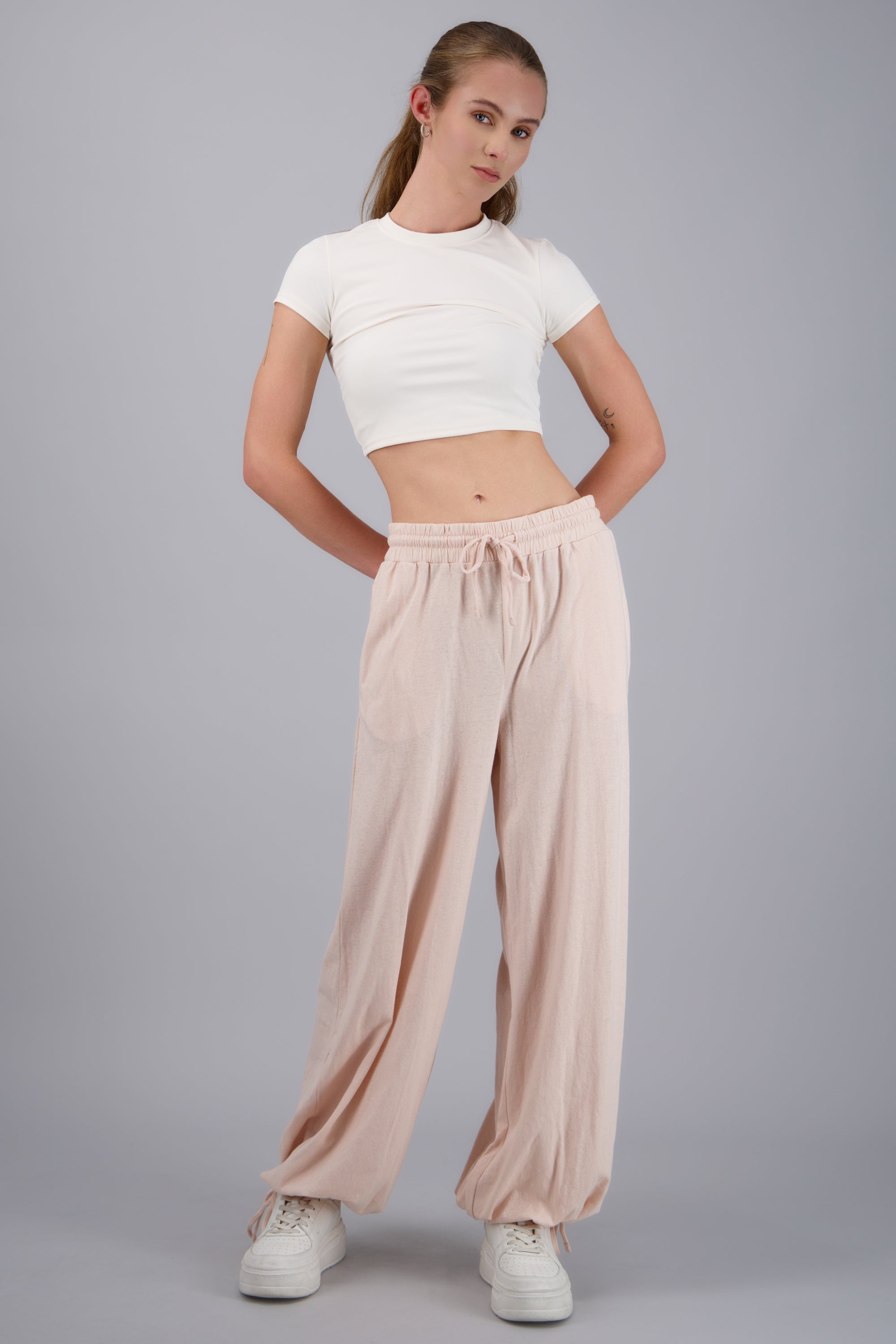 Pants ligero de pierna recta ROSA PASTEL