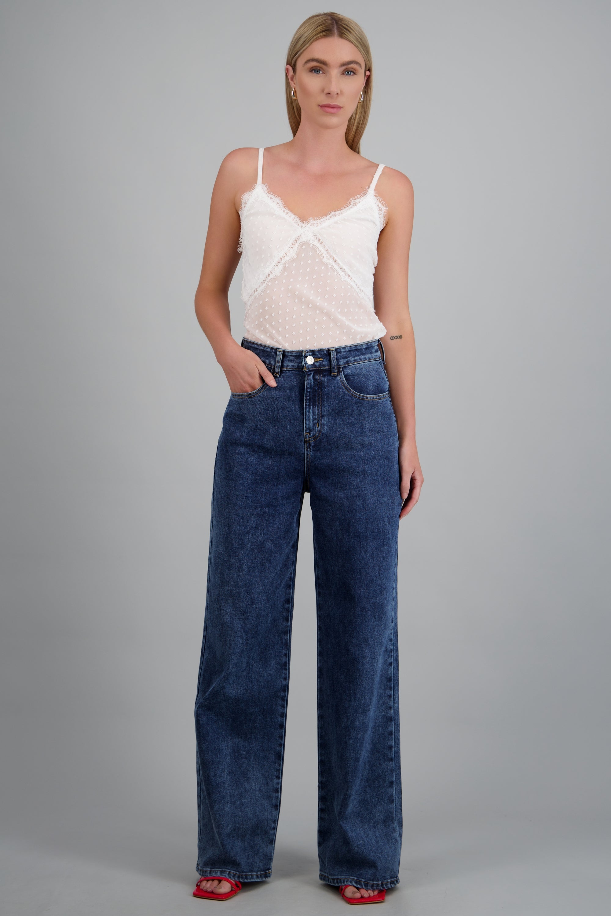 Jeans straight acid MEDIUM WASH