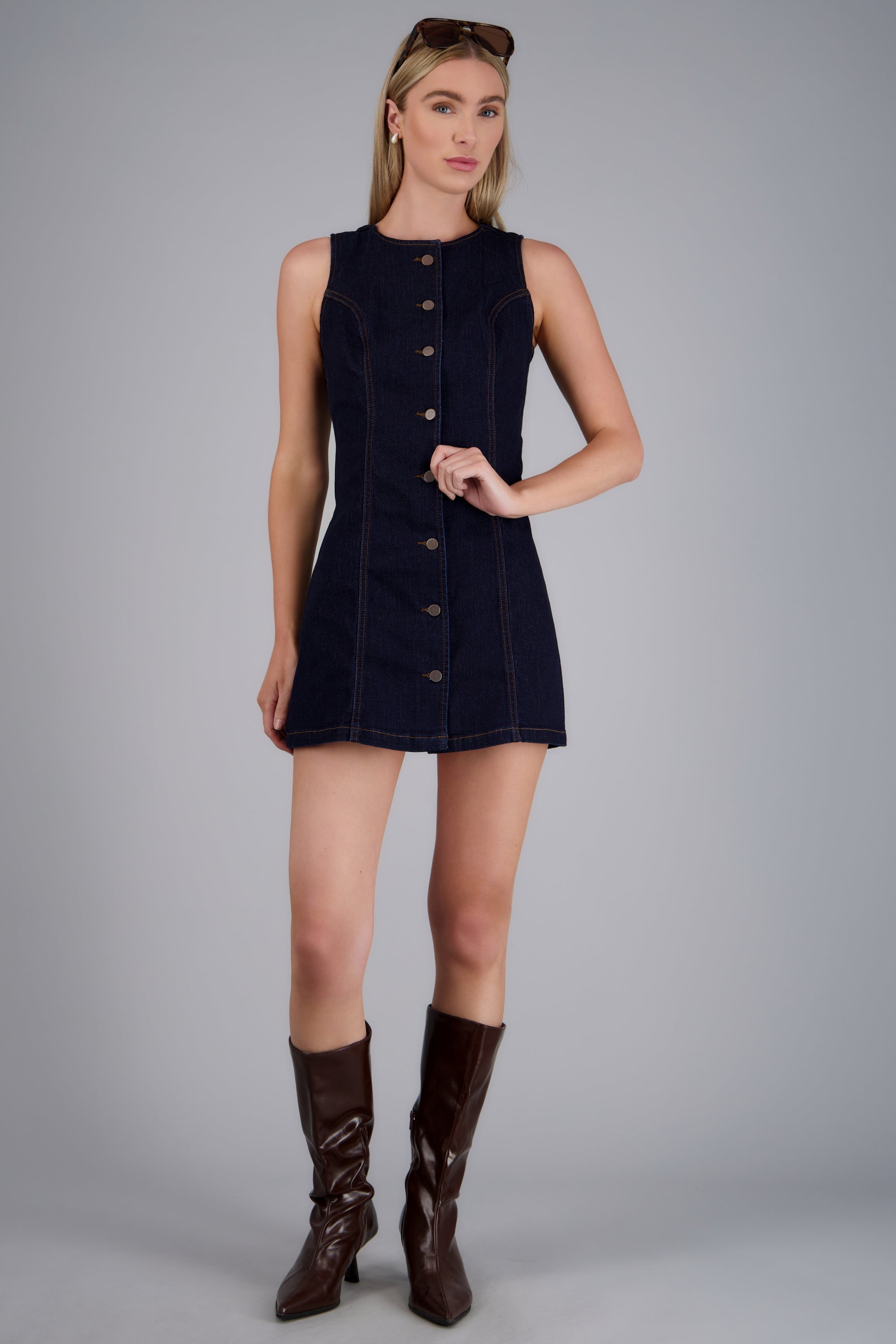 Vestido denim botones DARK WASH