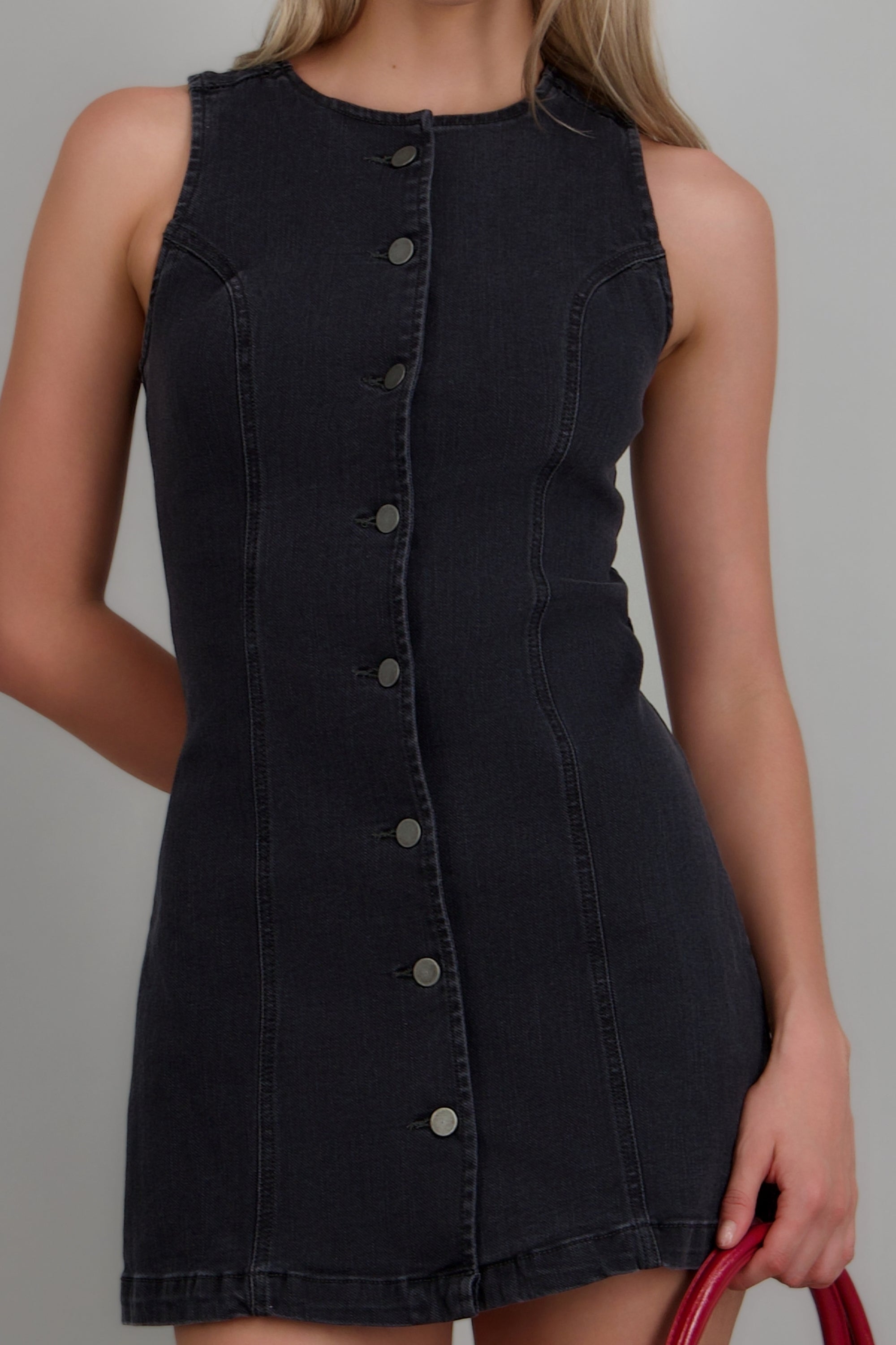 Vestido denim botones GRIS OBSCURO