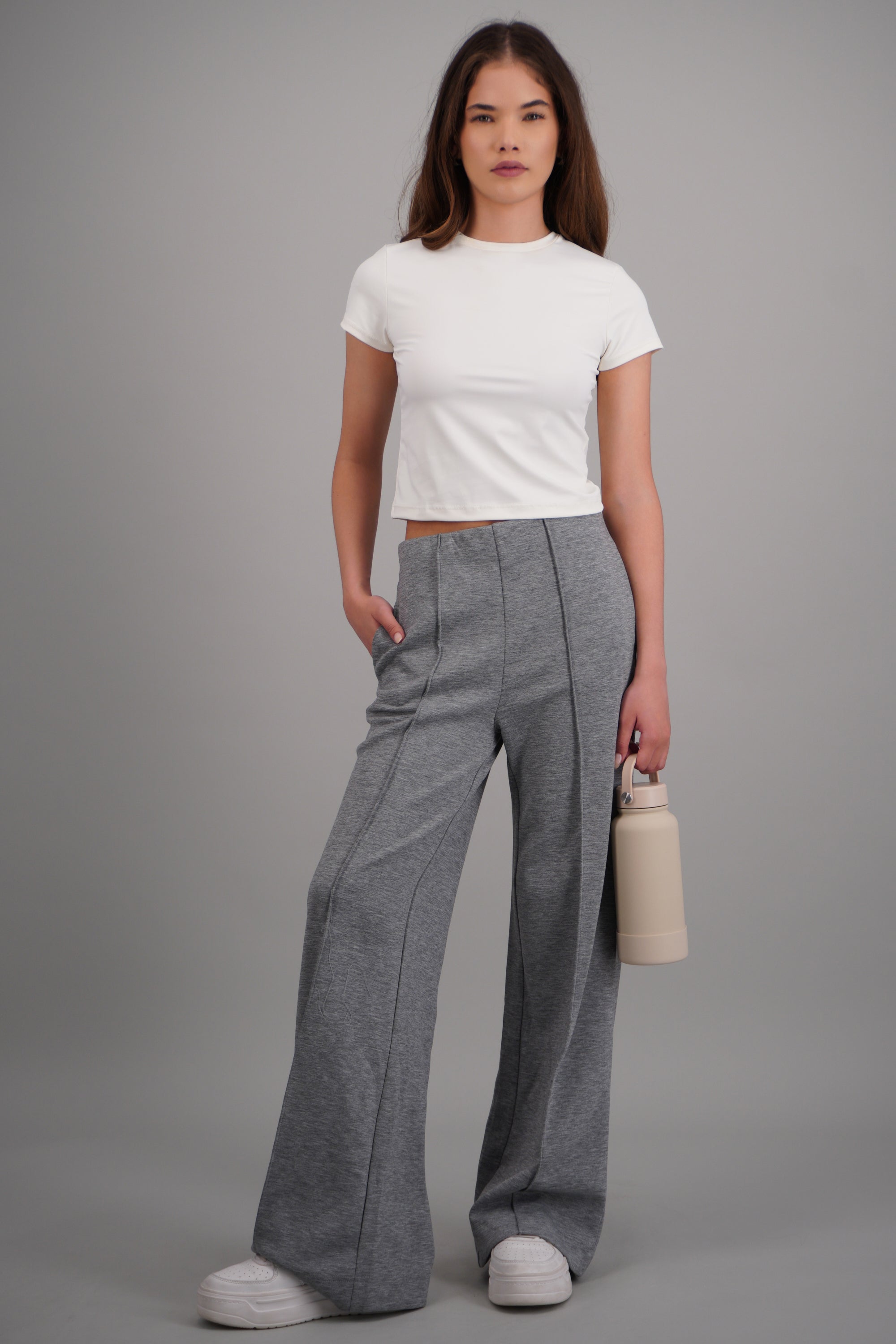 Pants corte recto liso GRIS JASPE