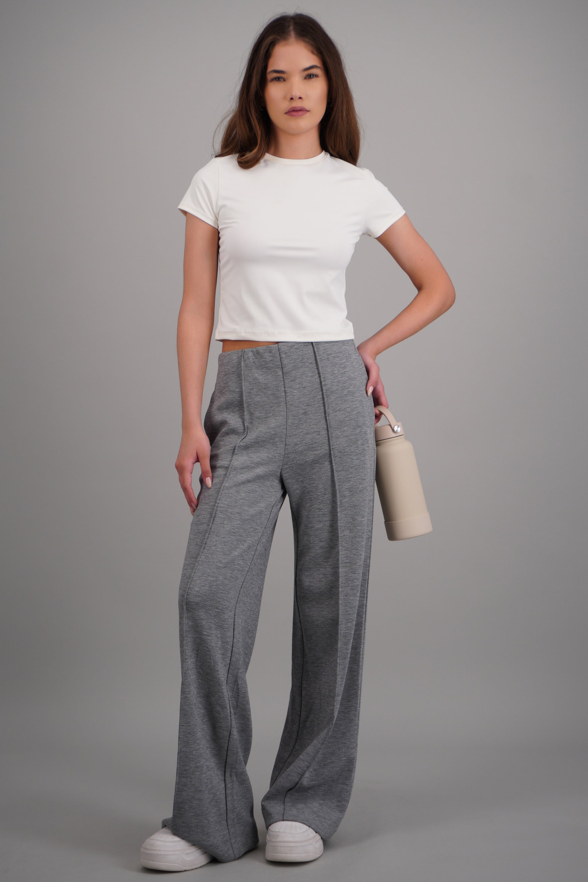 Pants corte recto liso GRIS JASPE