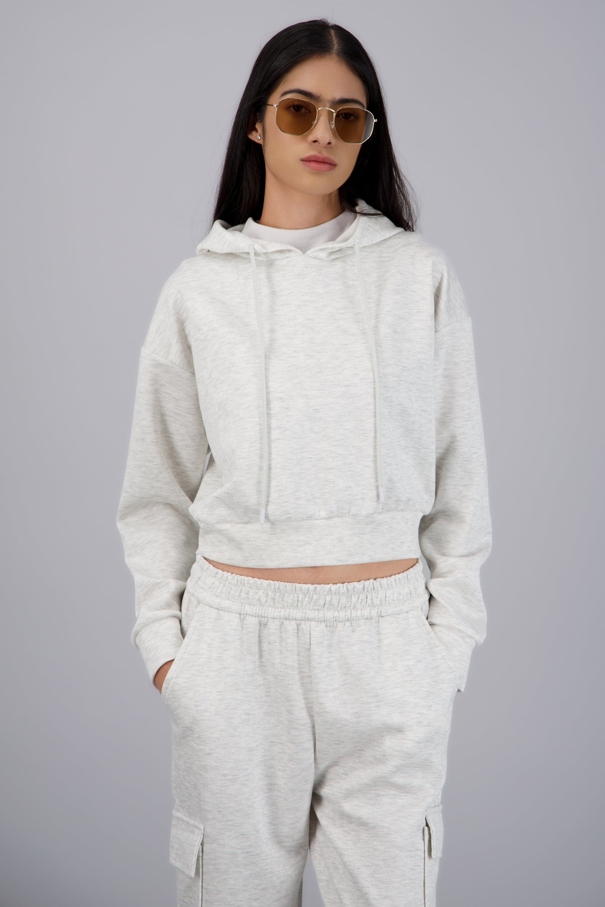 Sudadera con gorro tacto suave GRIS CLARO