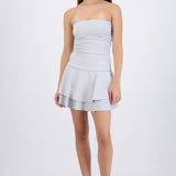 Vestido mini drapeado strapless