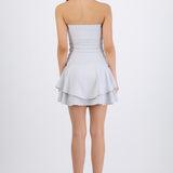 Vestido mini drapeado strapless