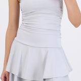 Vestido mini drapeado strapless