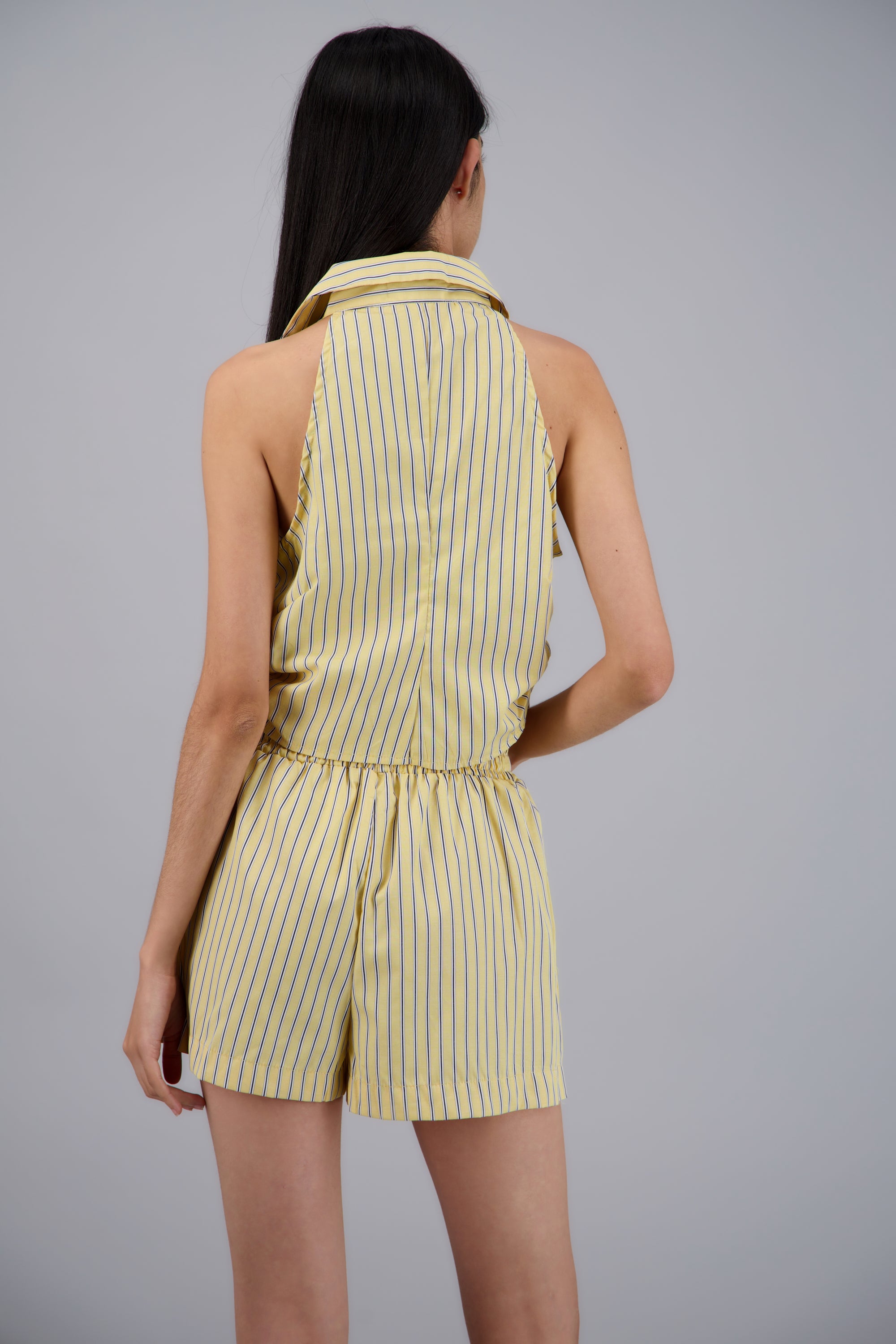 Top rayas cuello polo AMARILLO COMBO