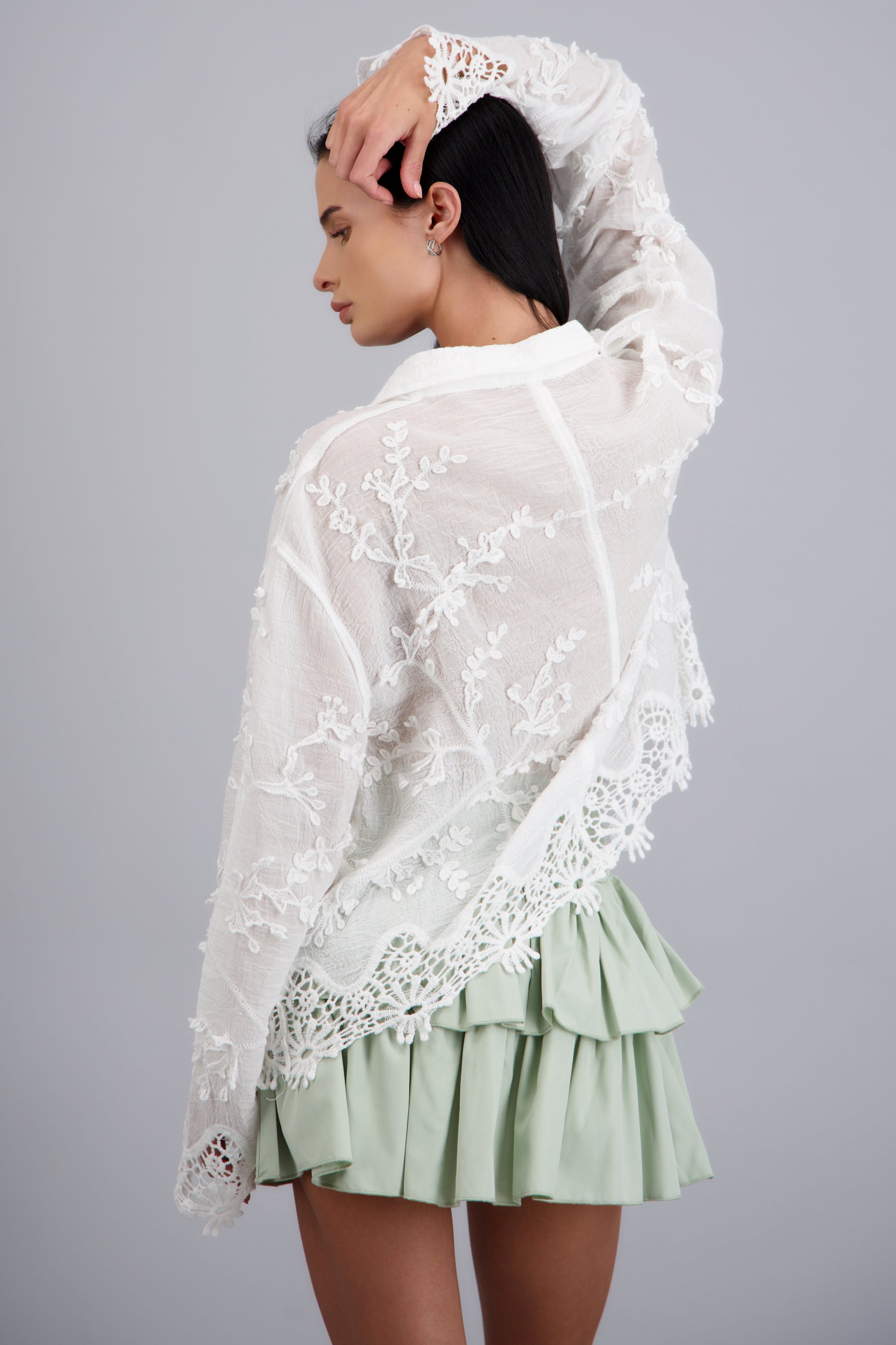 CAMISA TEXTURA M/L DET BORADO BLANCO