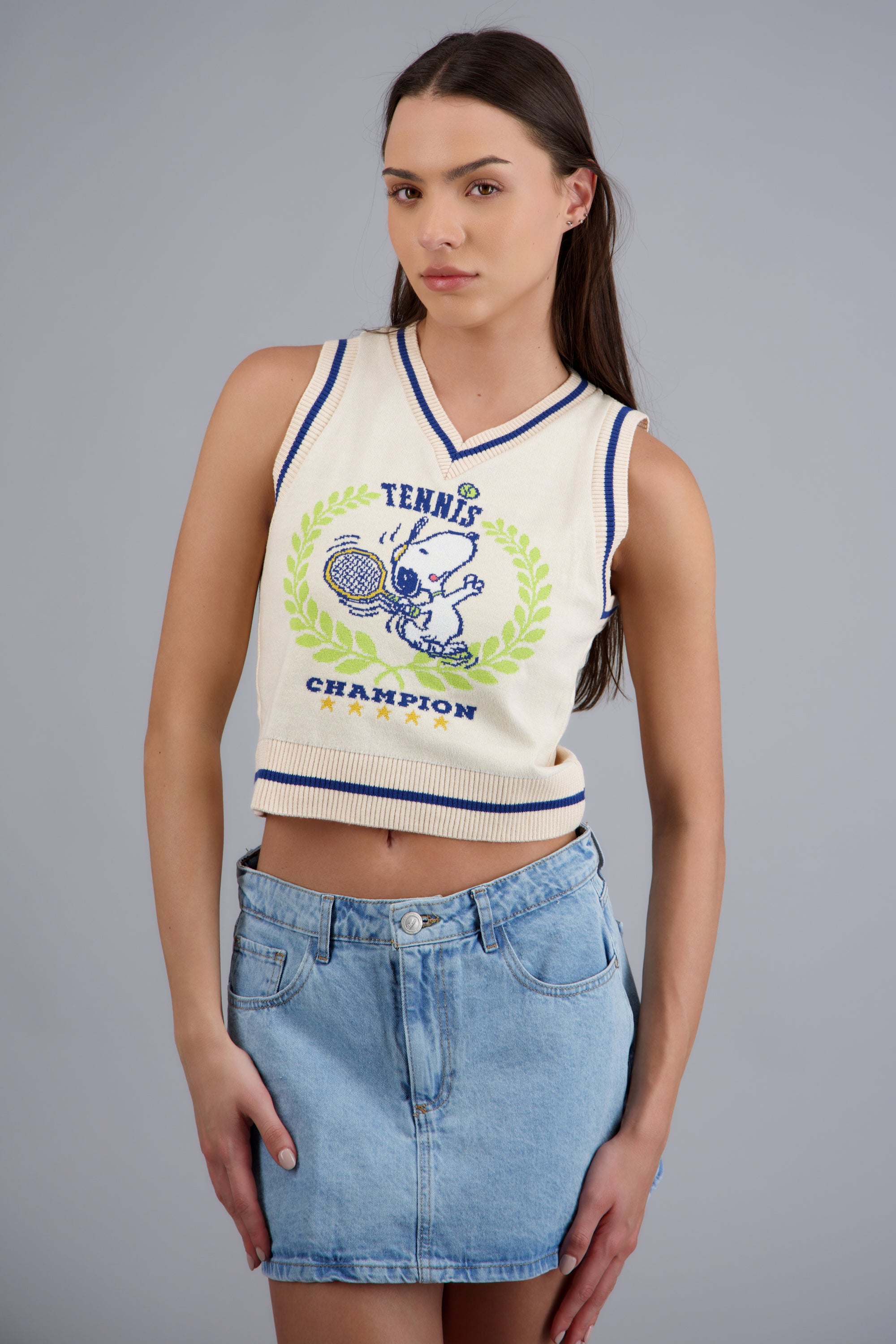 Chaleco tenis snoopy HUESO COMBO