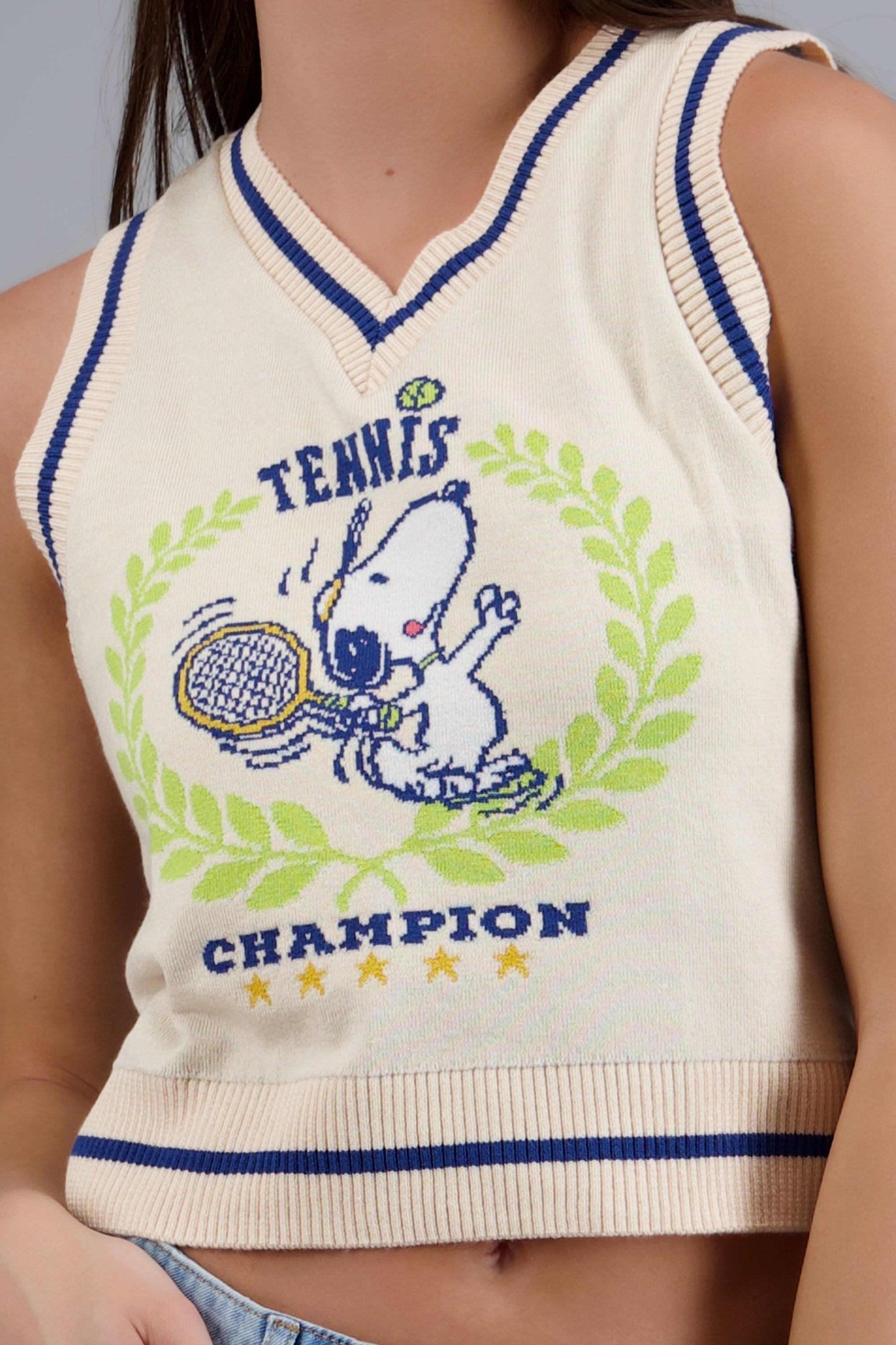 Chaleco tenis snoopy HUESO COMBO